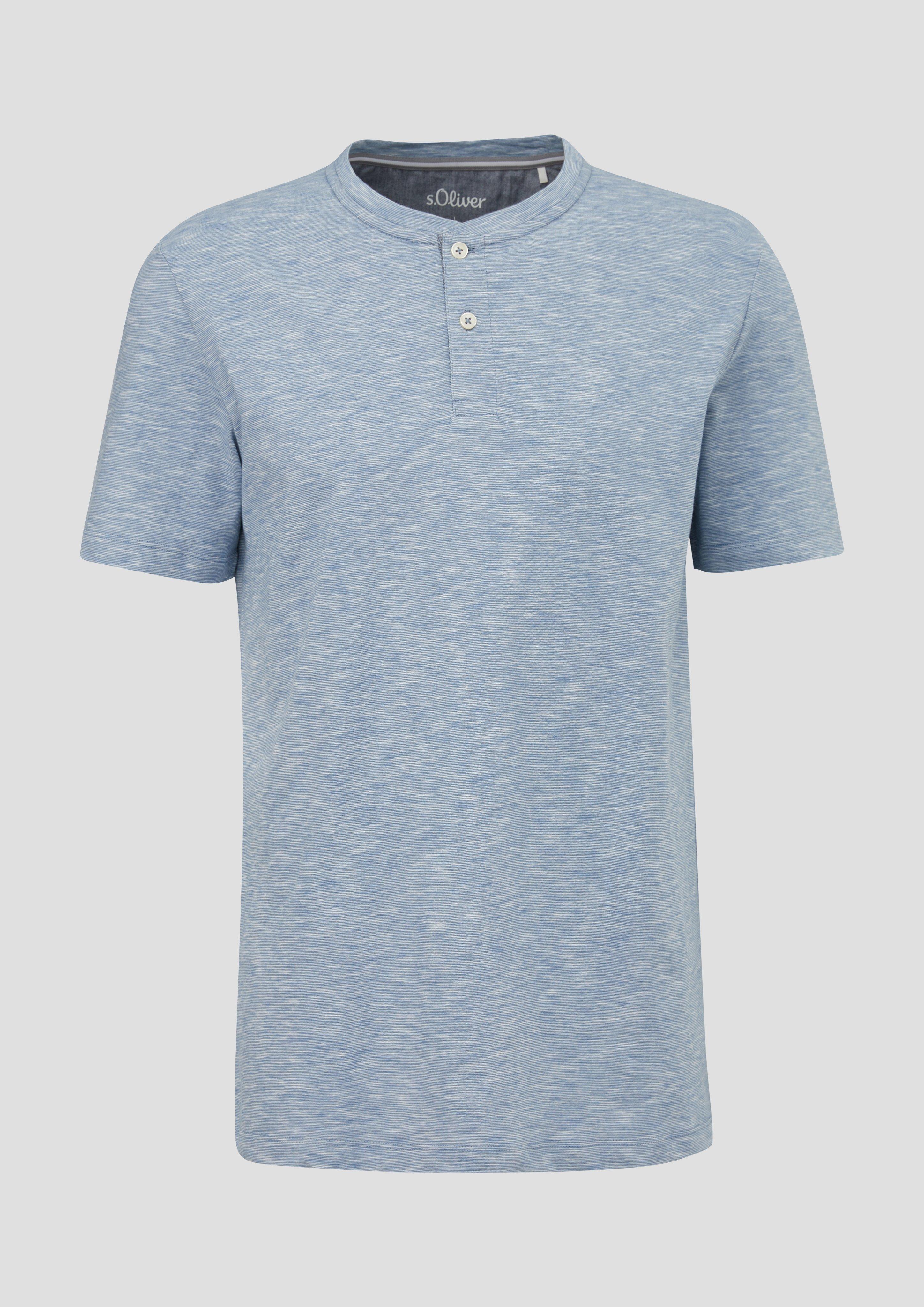 s.Oliver - Baumwollshirt mit Henleyausschnitt, Herren, blau