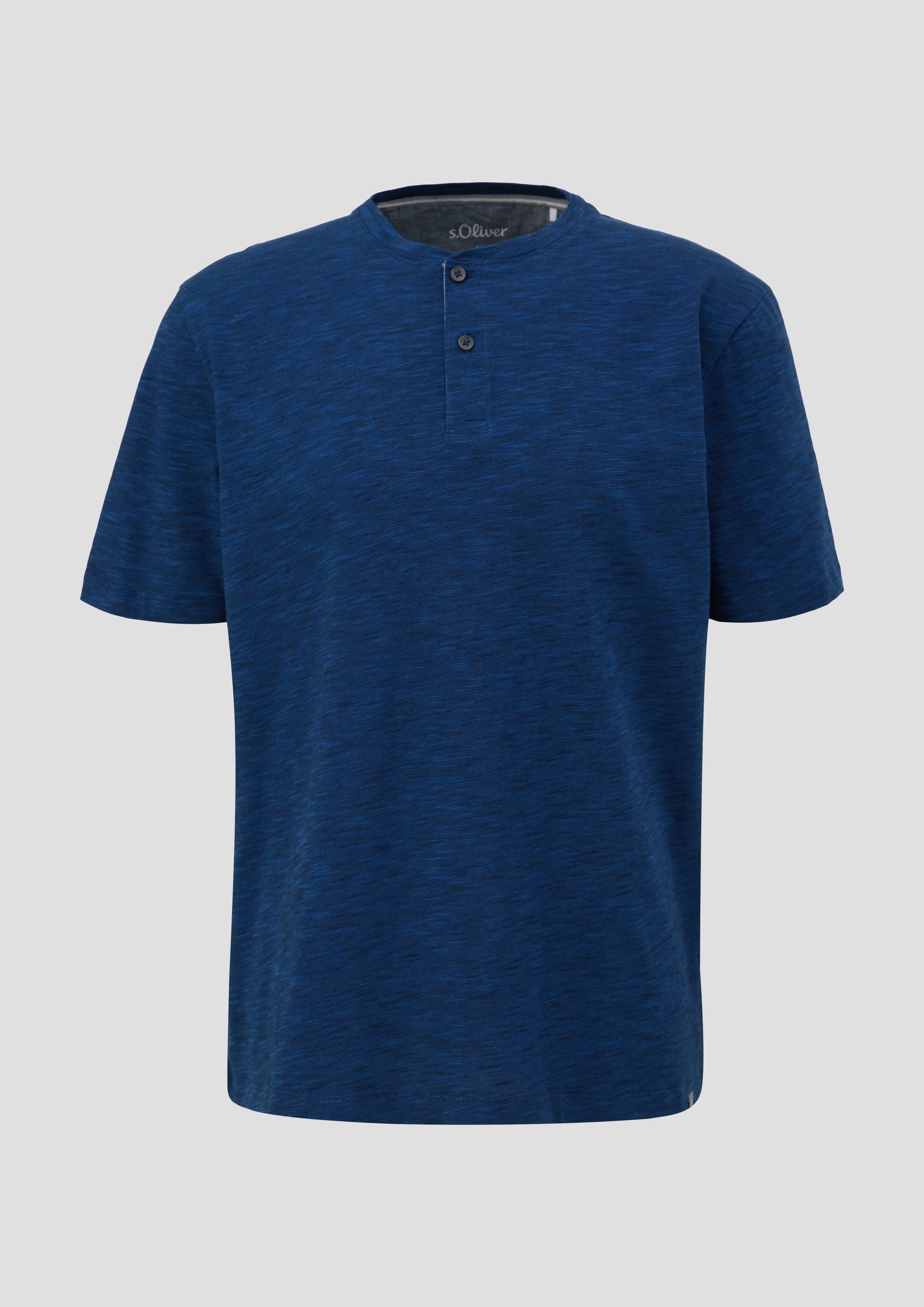 s.Oliver - Baumwollshirt mit Henleyausschnitt, Herren, blau