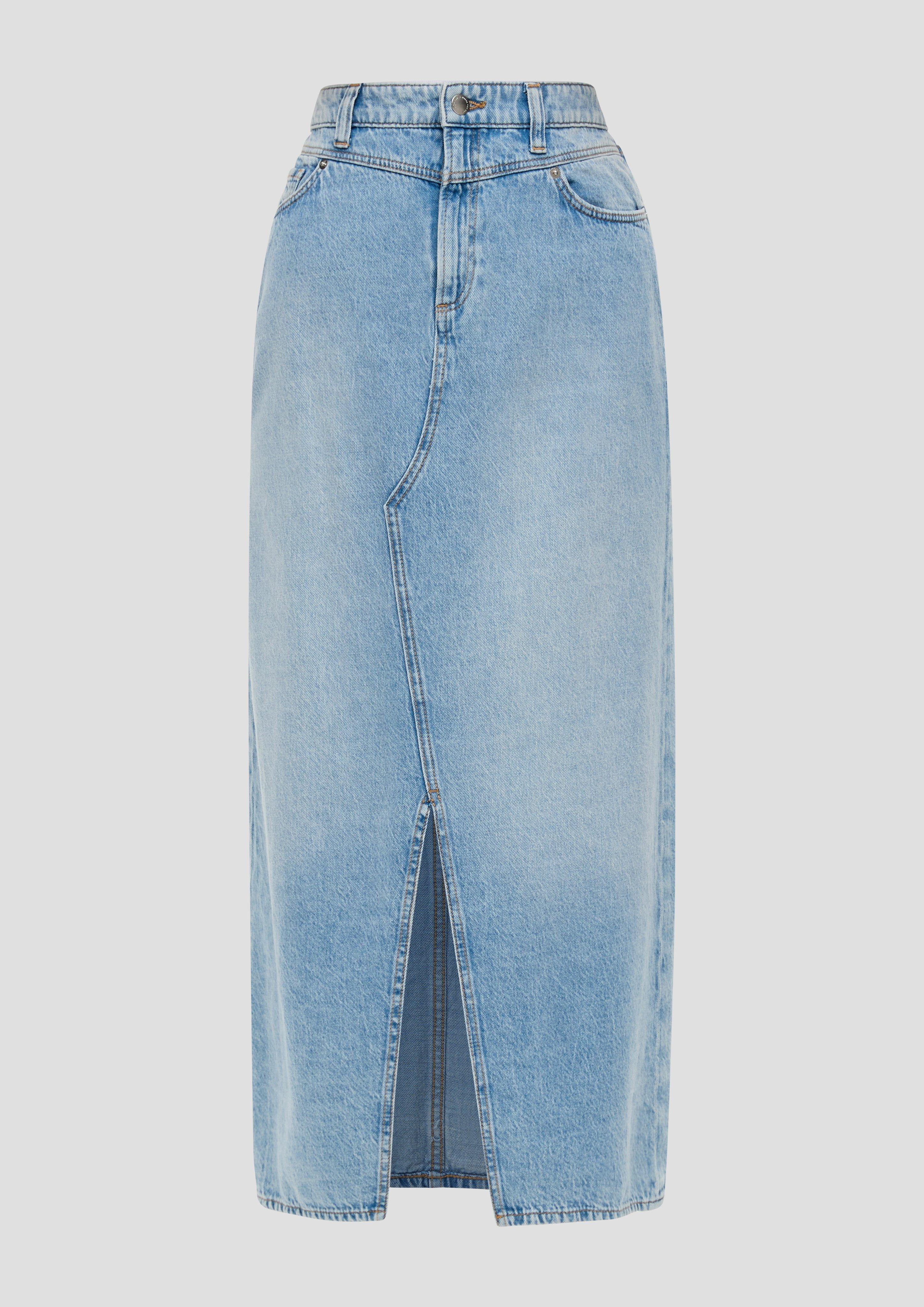 QS - Denimrock mit Waschung, Damen, blau