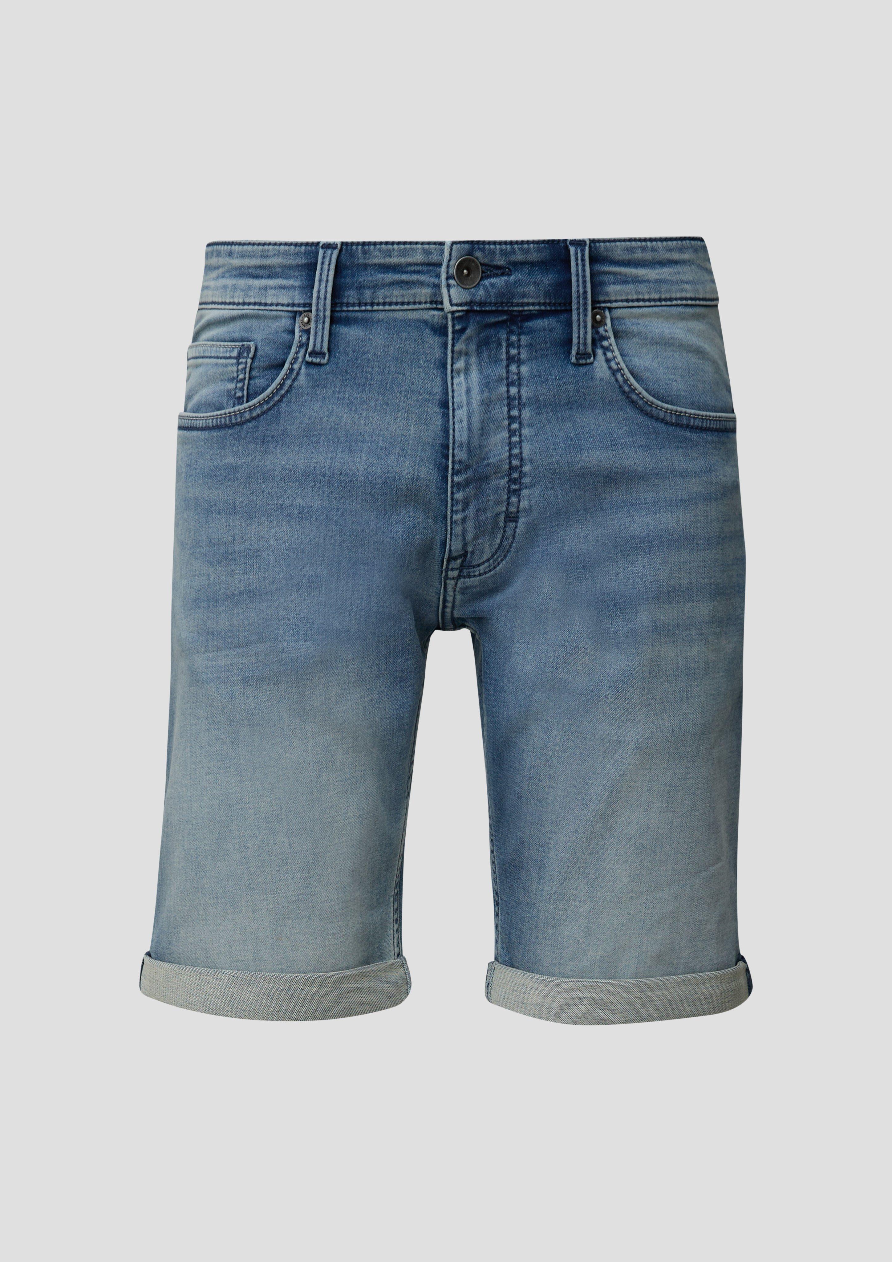 QS - Denim-Shorts mit fixiertem Umschlag, Herren, blau