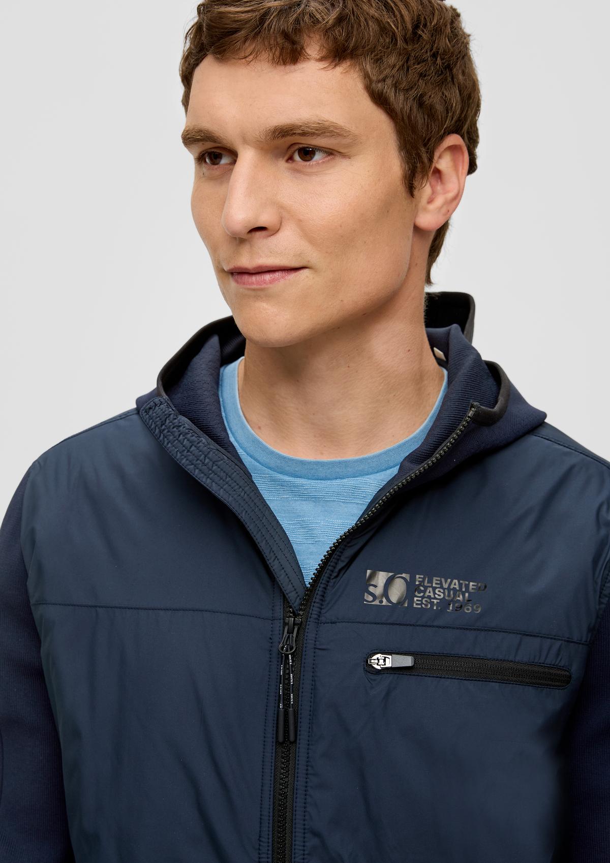 s.Oliver Nylon jacket with knit sleeves and a hood