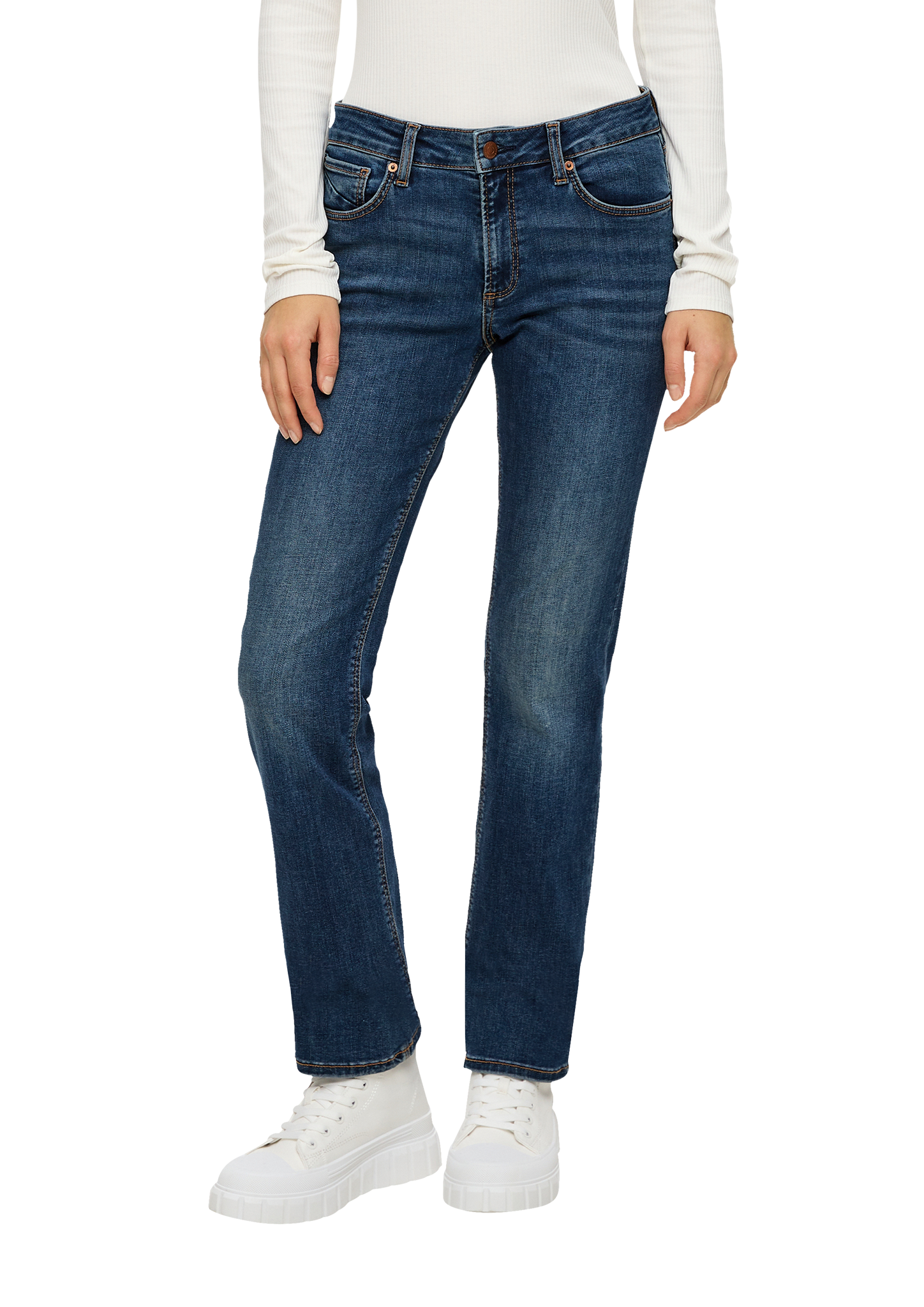 Jeans Catie Slim Fit Mid Rise Straight Leg Blau