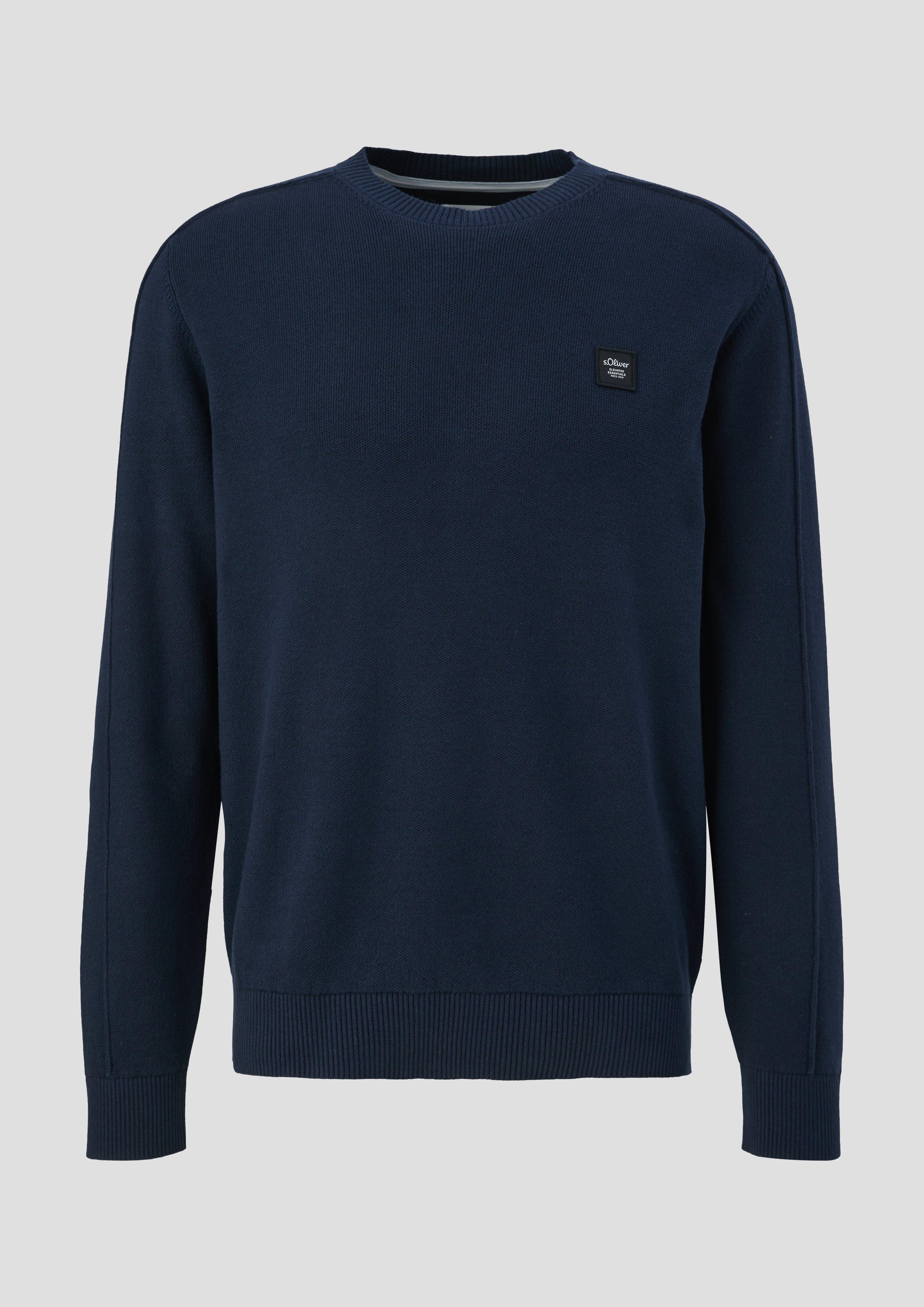 s.Oliver - Weicher Strickpullover aus Baumwolle, Herren, blau