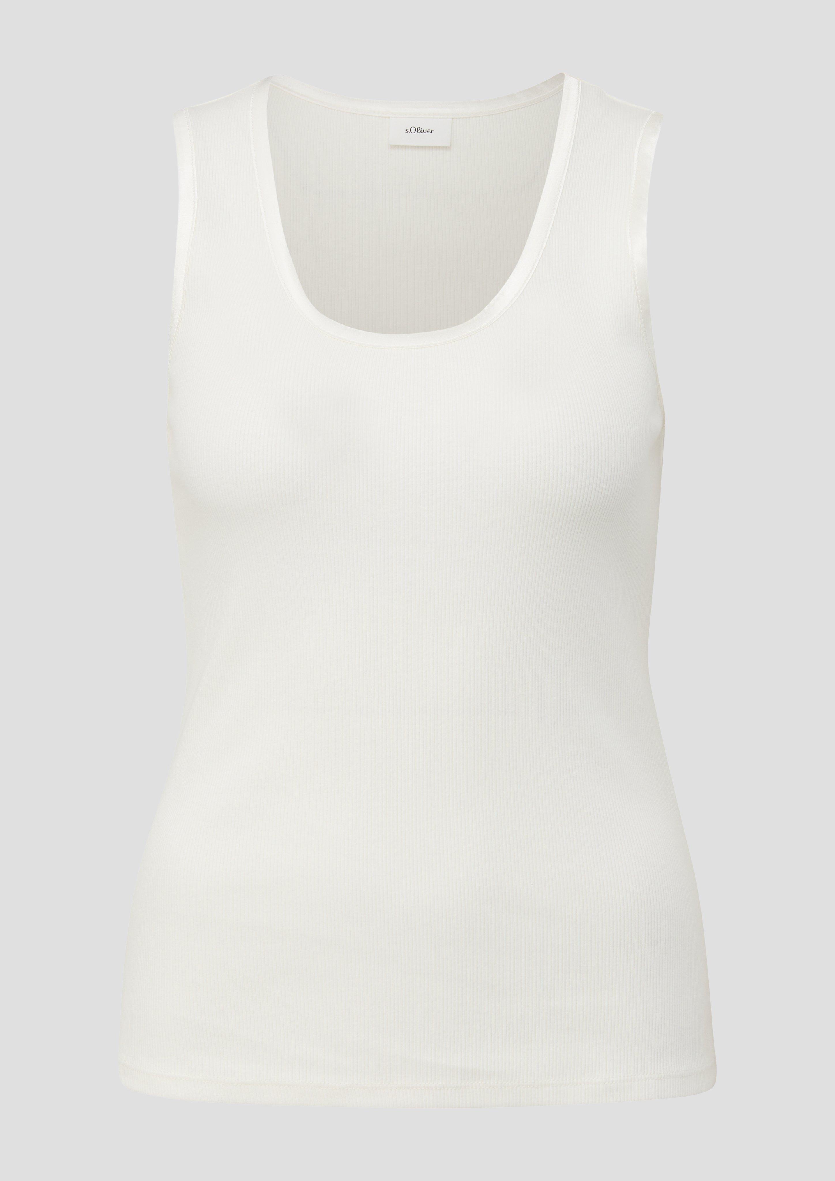 s.Oliver - Tanktop mit Satin-Detail, Damen, creme