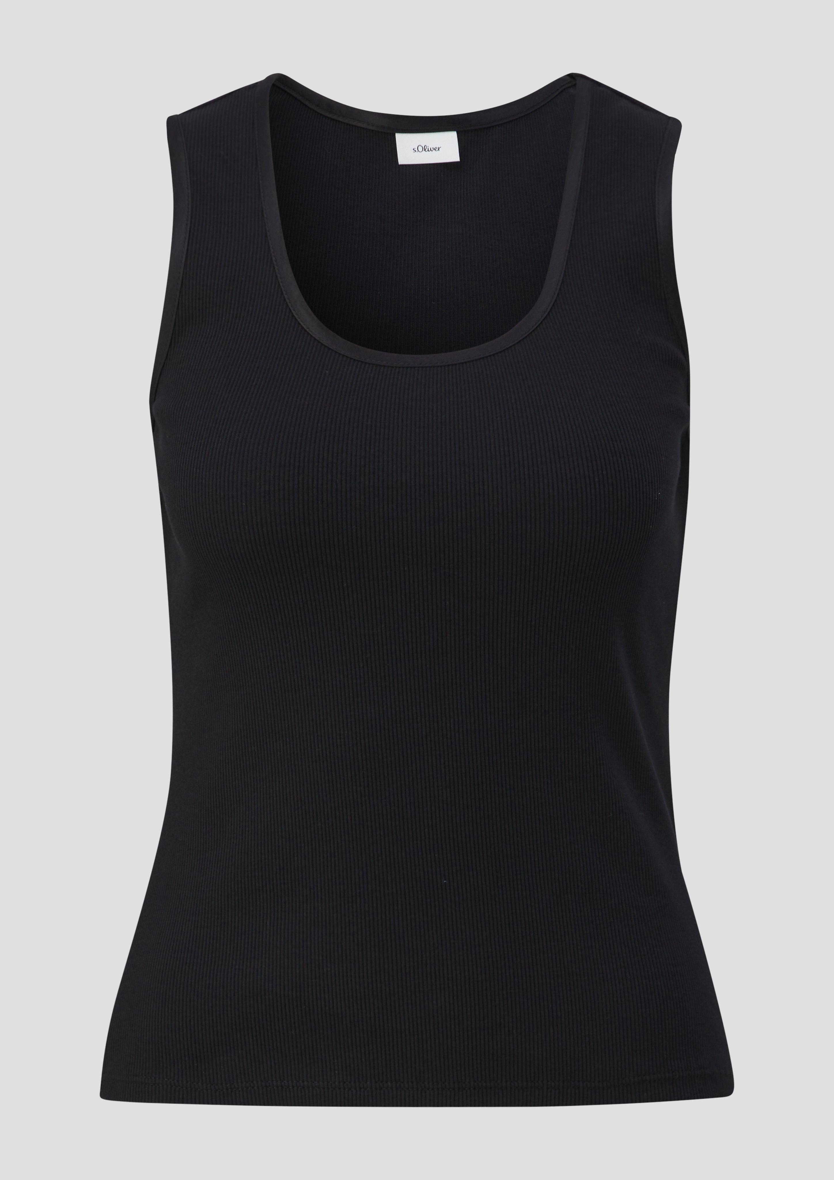 s.Oliver - Tanktop mit Satin-Detail, Damen, schwarz