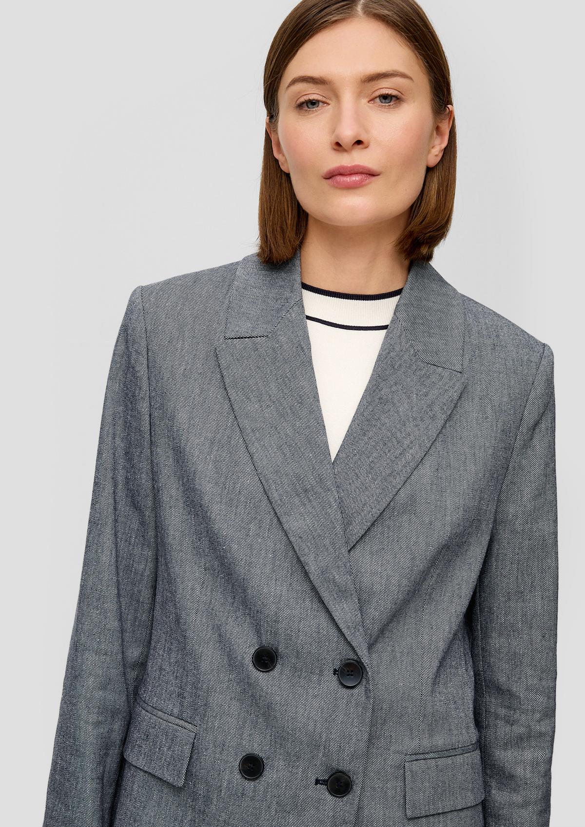 s.Oliver Fitted long blazer in a cotton blend