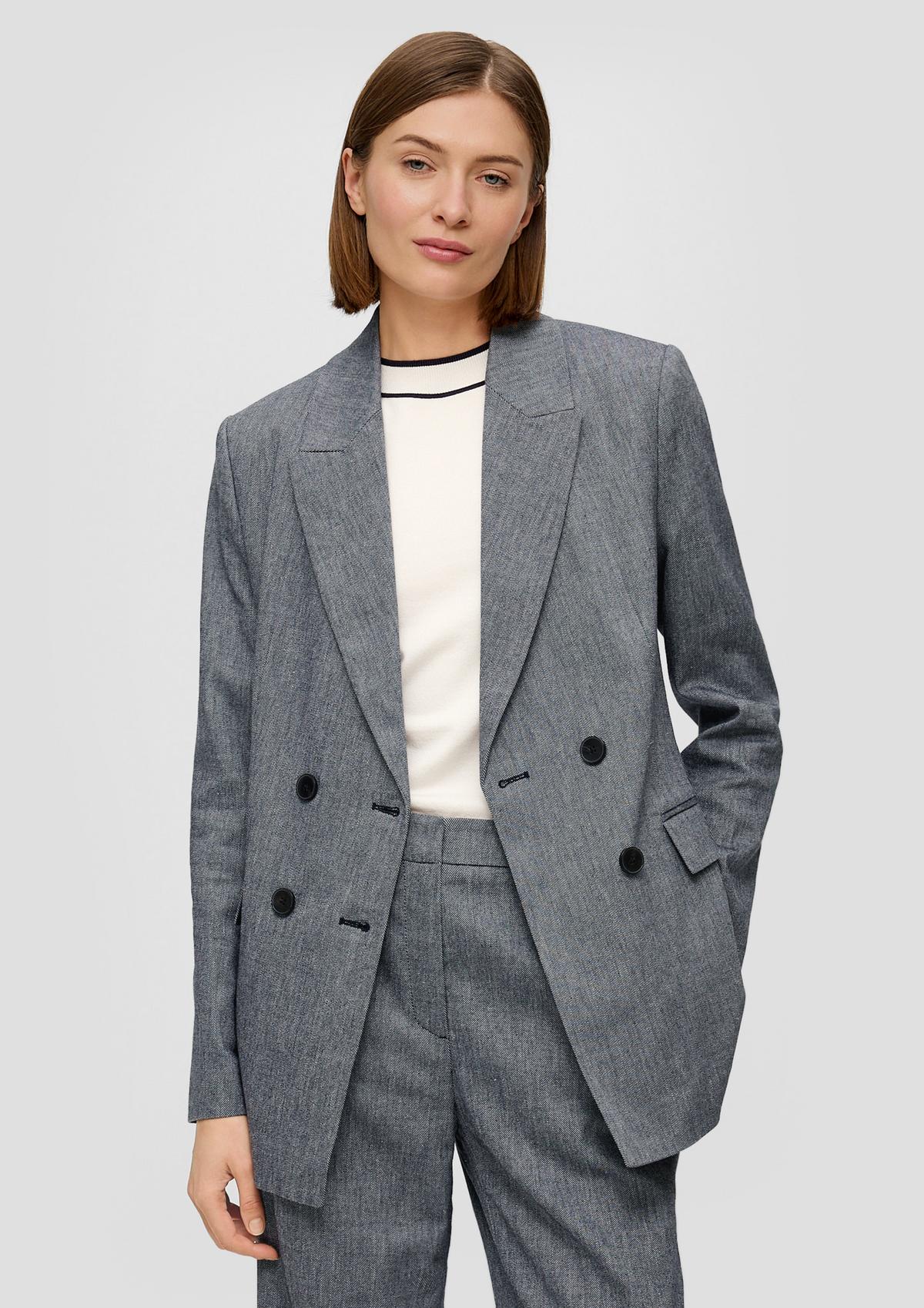 Fitted long blazer in a cotton blend