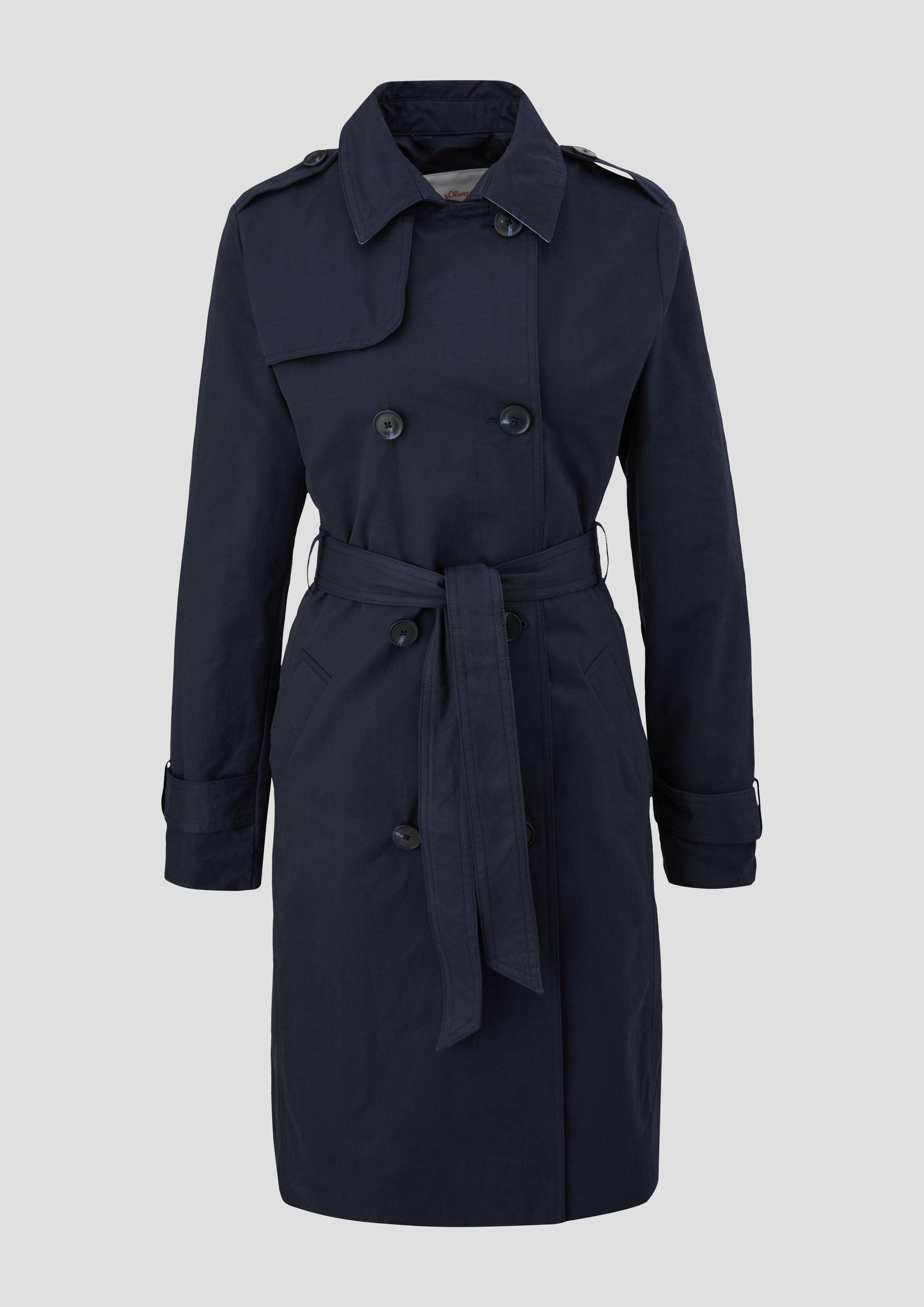 s.Oliver - Trenchcoat mit Bindegürtel, Damen, blau