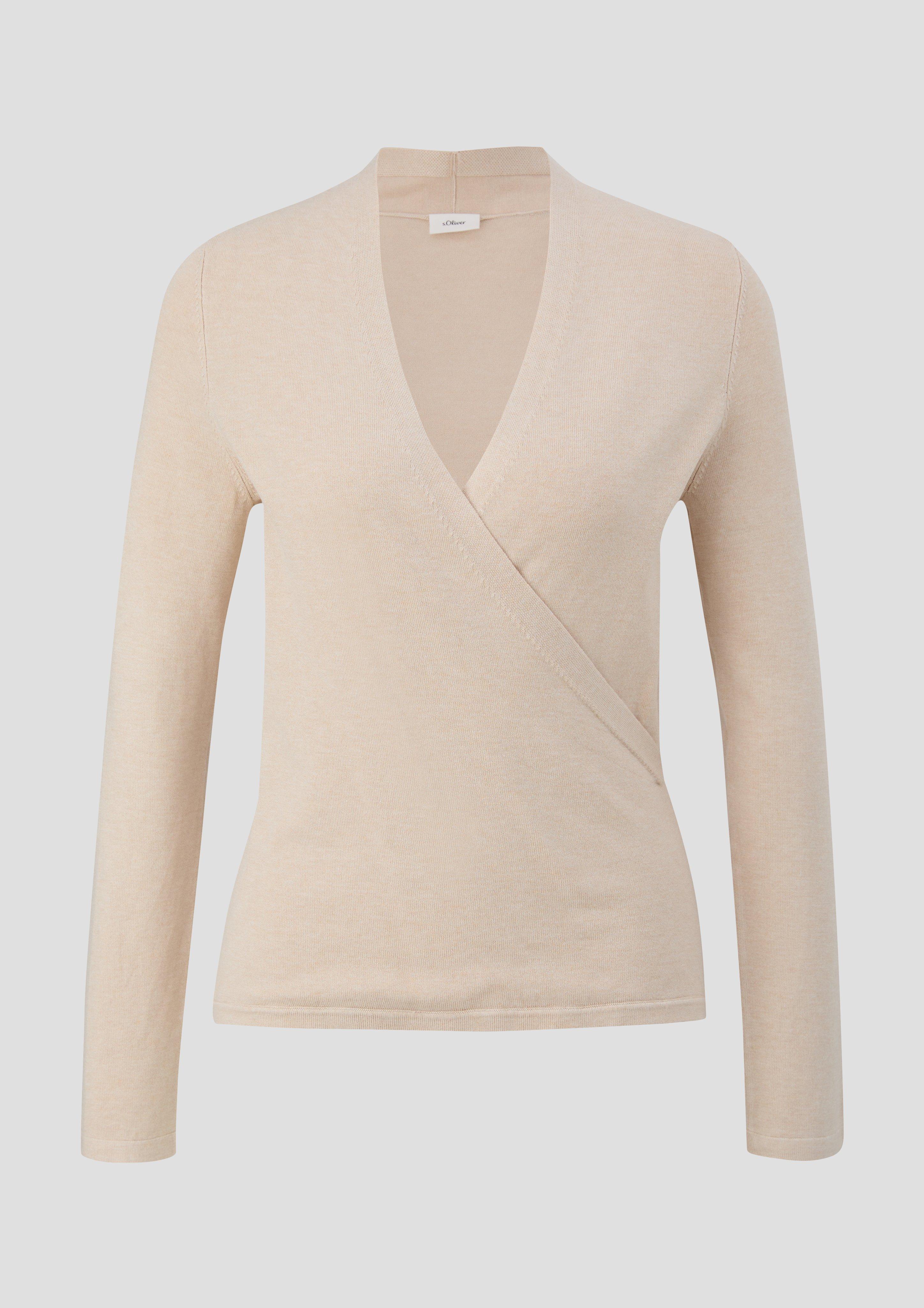 s.Oliver - Strickpullover in Wickel-Optik, Damen, Beige