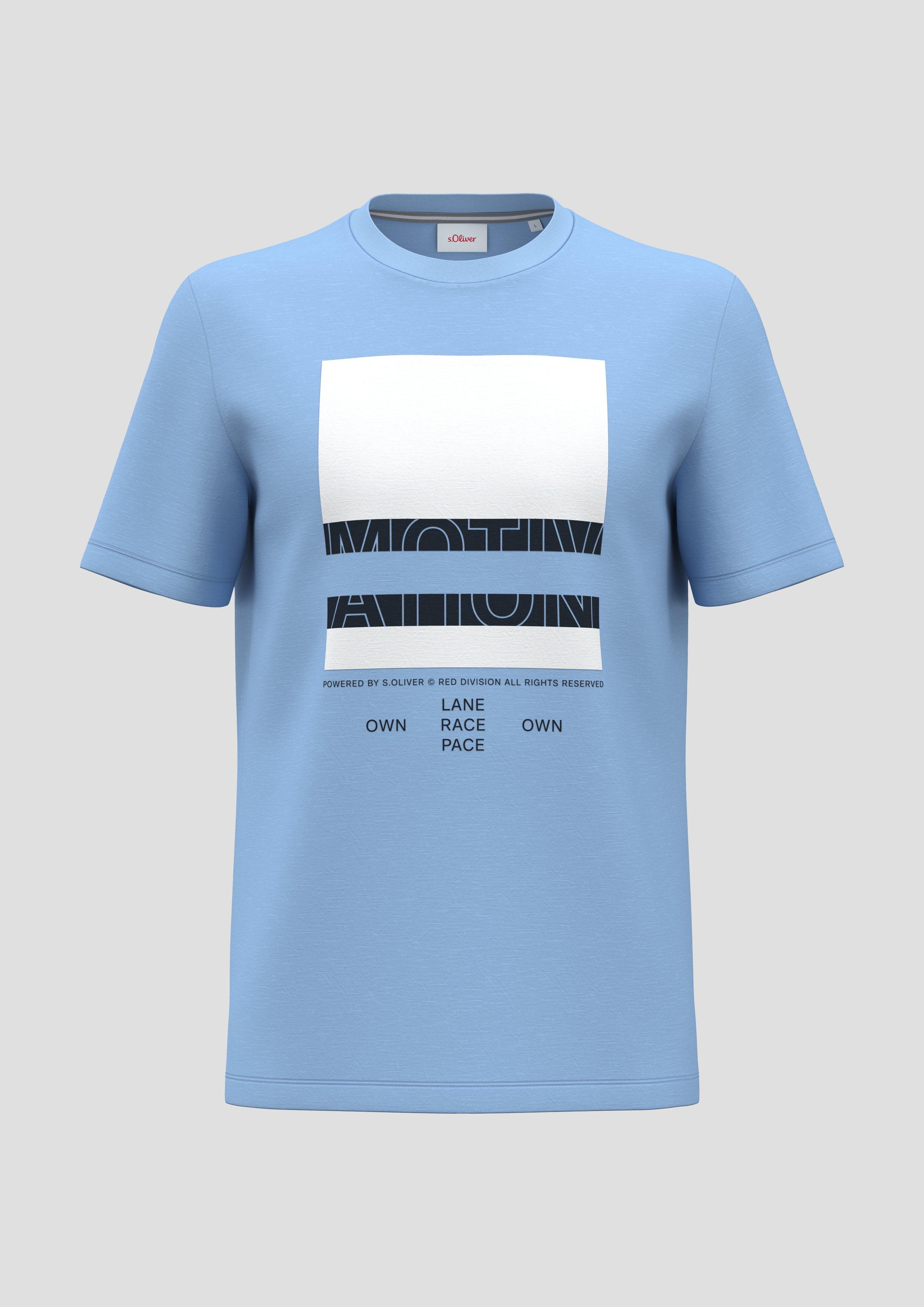 s.Oliver - T-Shirt mit Frontprint, Herren, blau