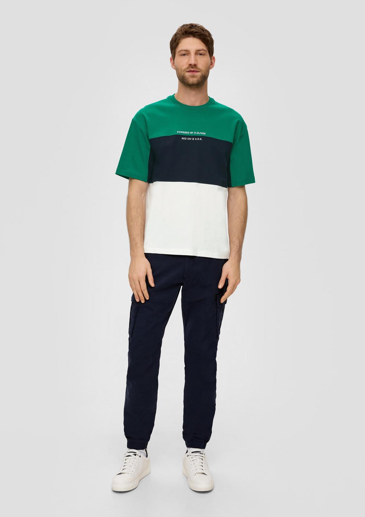 Katoenen shirt met colour block-design