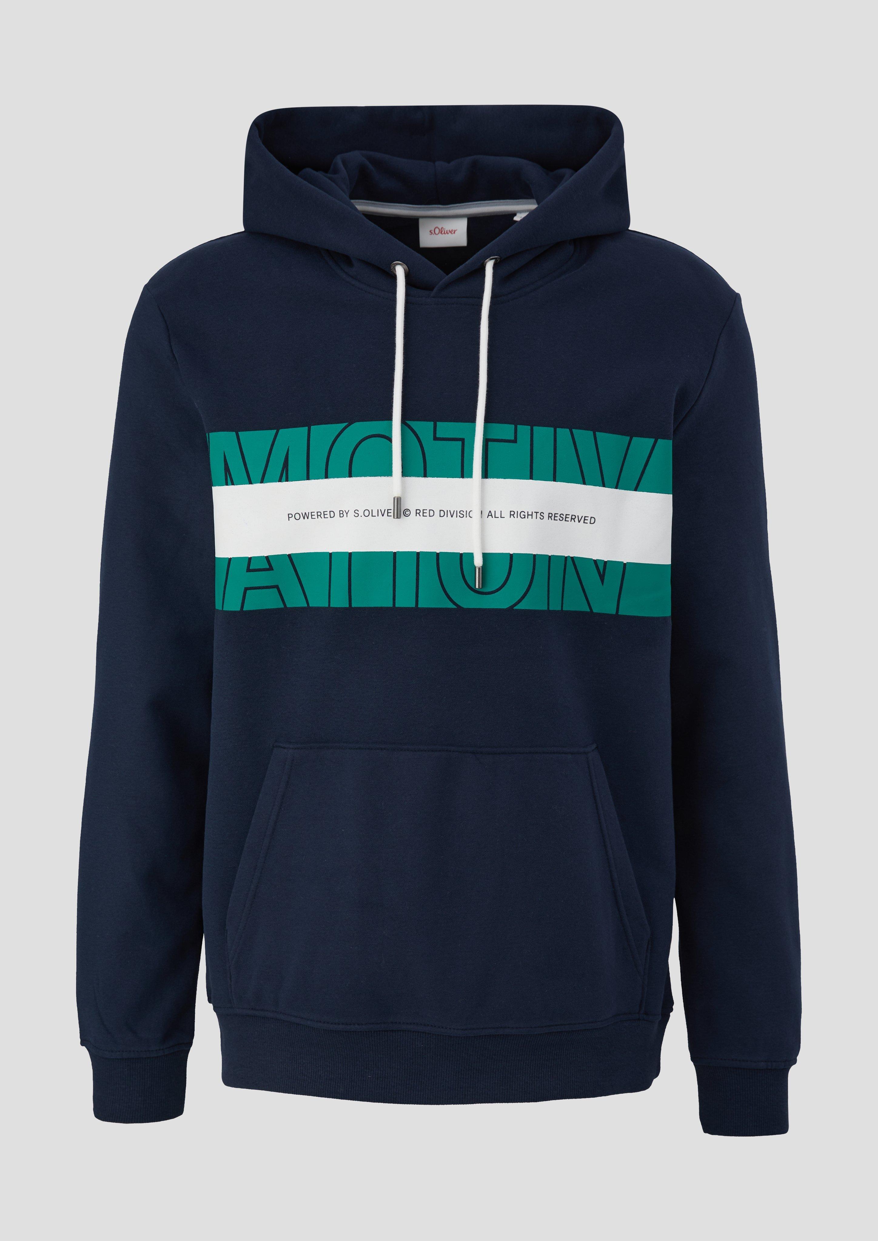 s.Oliver - Kapuzenpullover mit Labelprint, Herren, blau