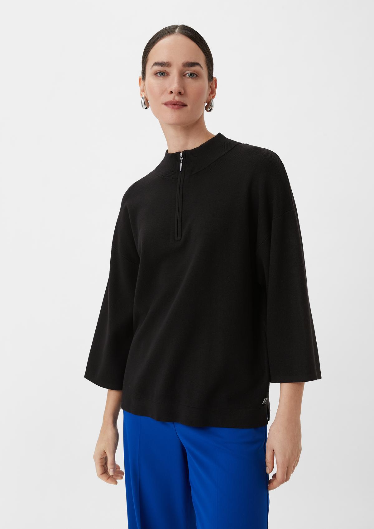 comma Fine knit jumper with a zip neck