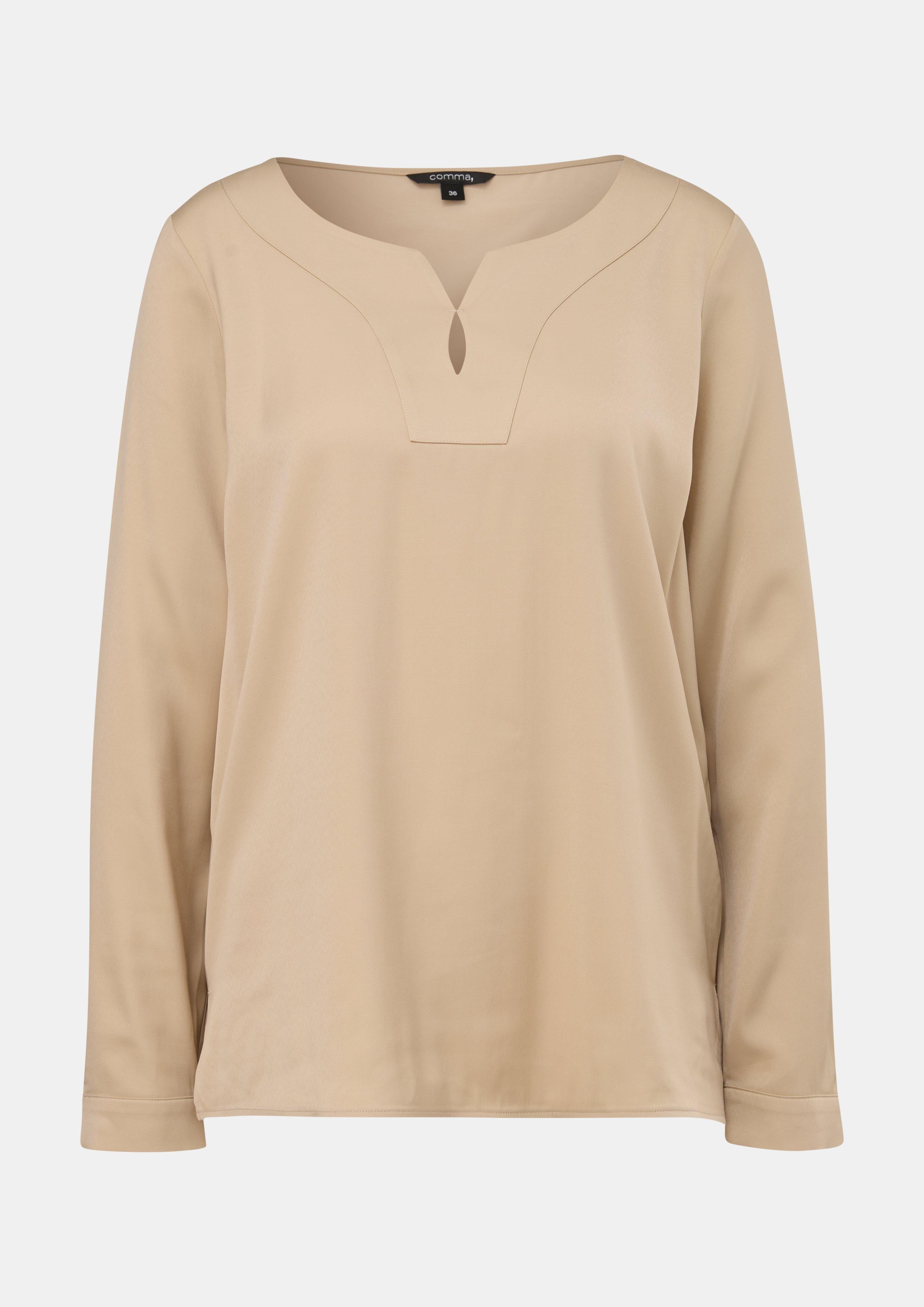 GORGLITTER Damen Bluse Aus Satin – Eleganter V-Ausschnitt, Langarm, Mit Wickeldetail (Gr. XS-XL)