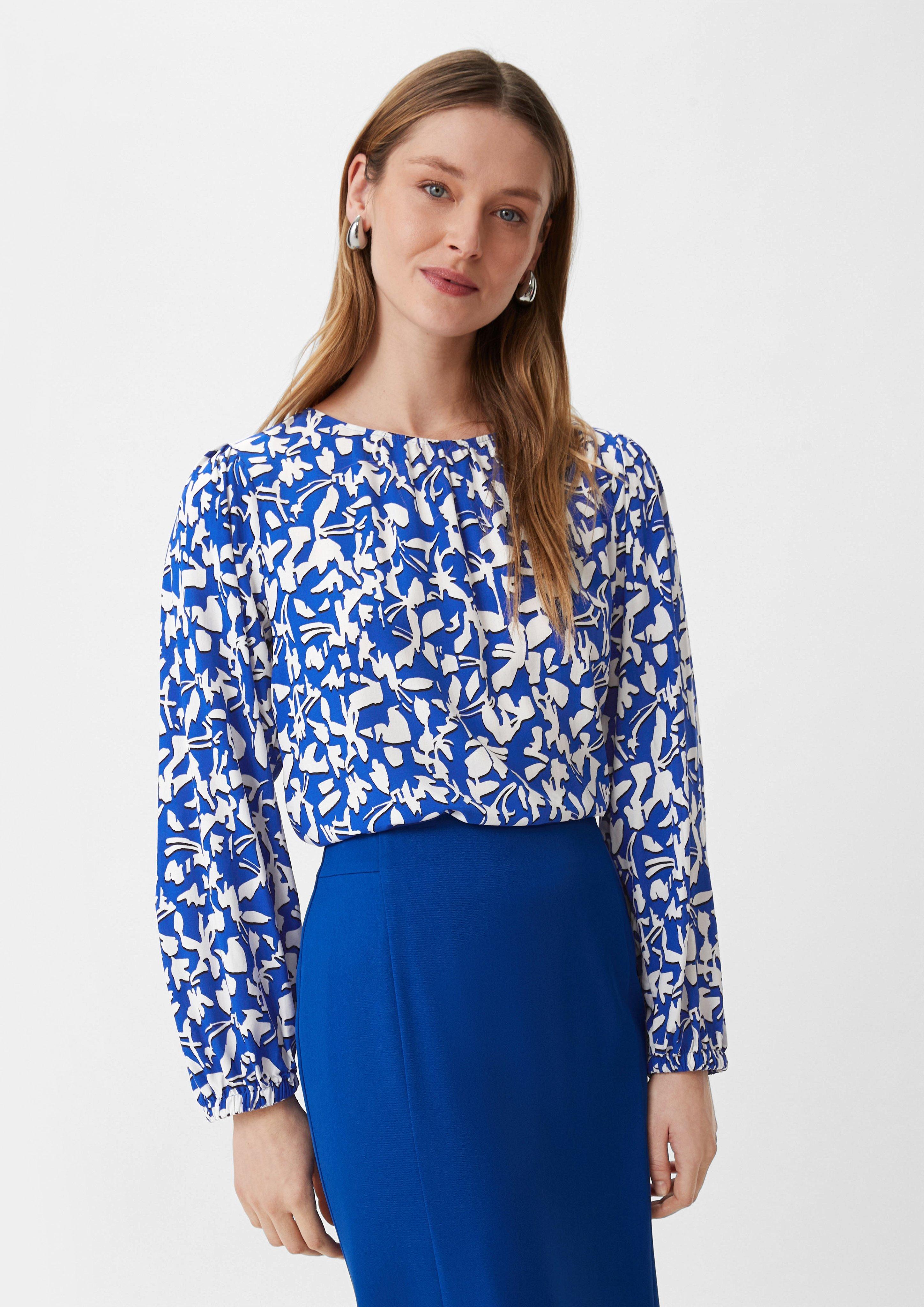 bluse royalblau gemustert