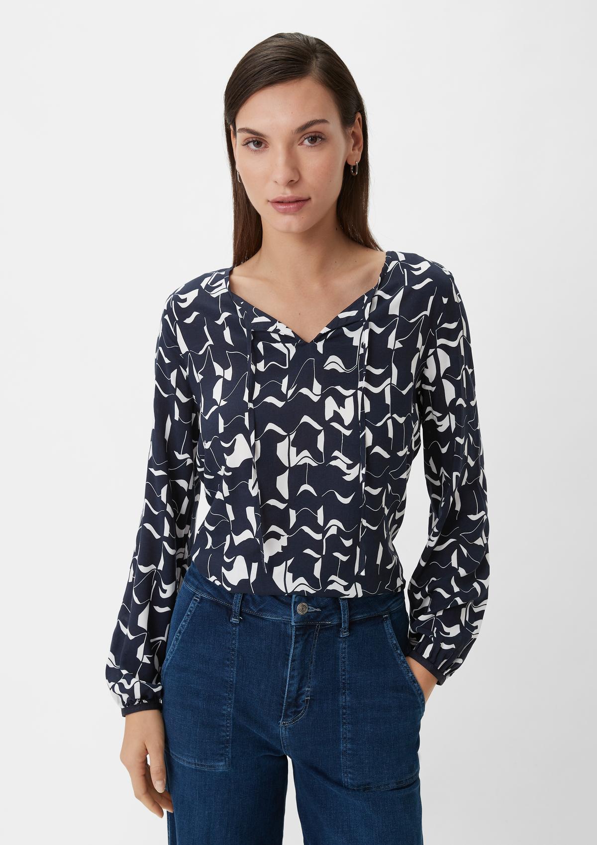comma Semi-sheer long sleeve blouse with an all-over print