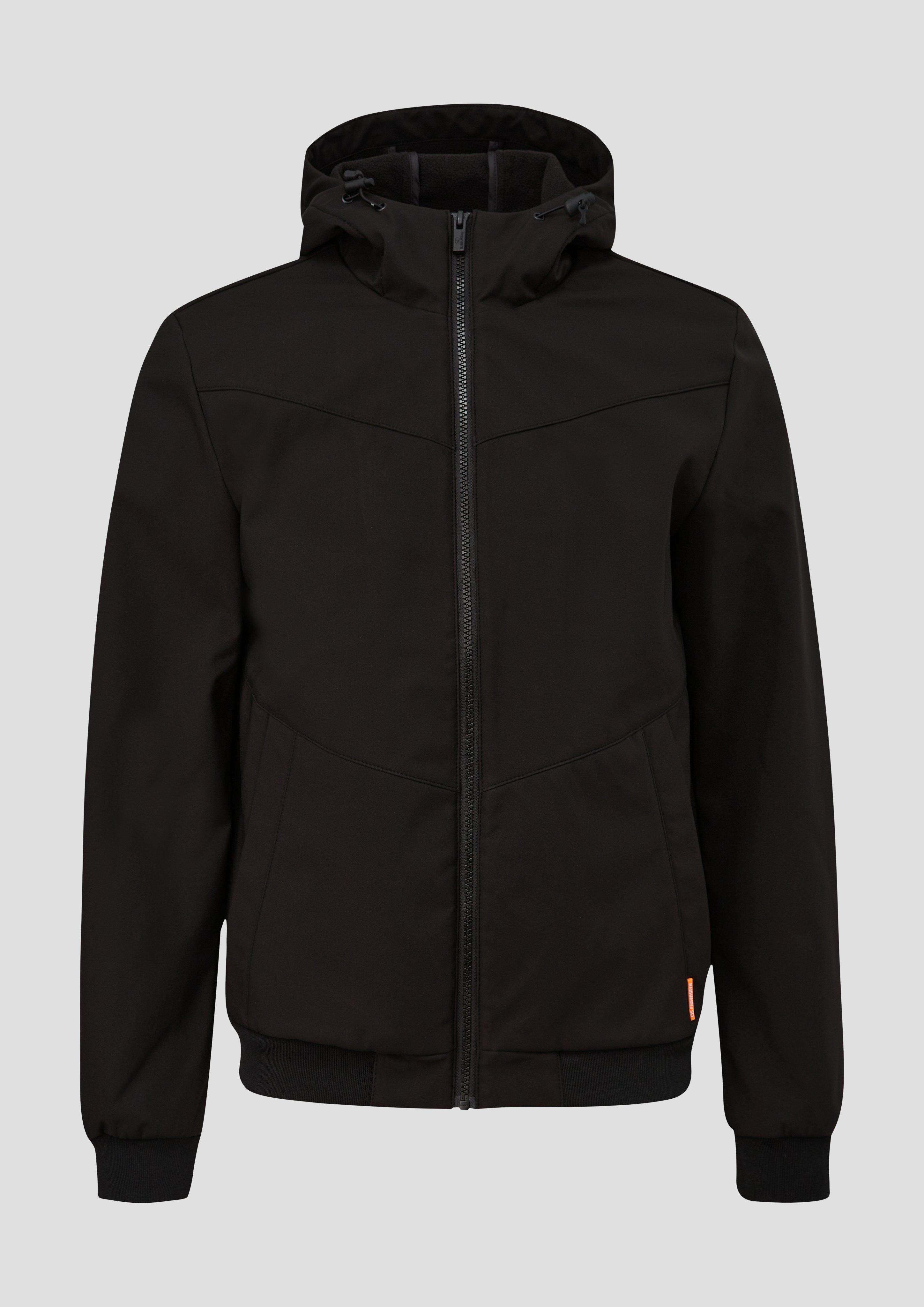 QS - Softshelljacke mit Kapuze, Herren, schwarz