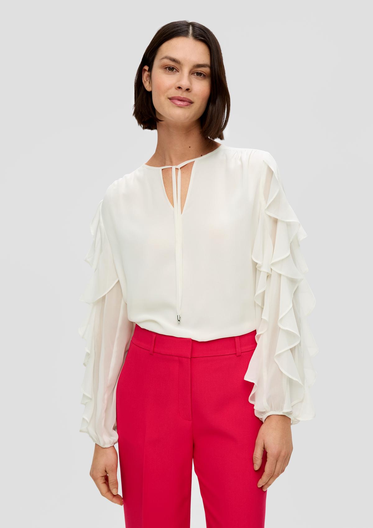 Chiffon blouse with frilled sleeves
