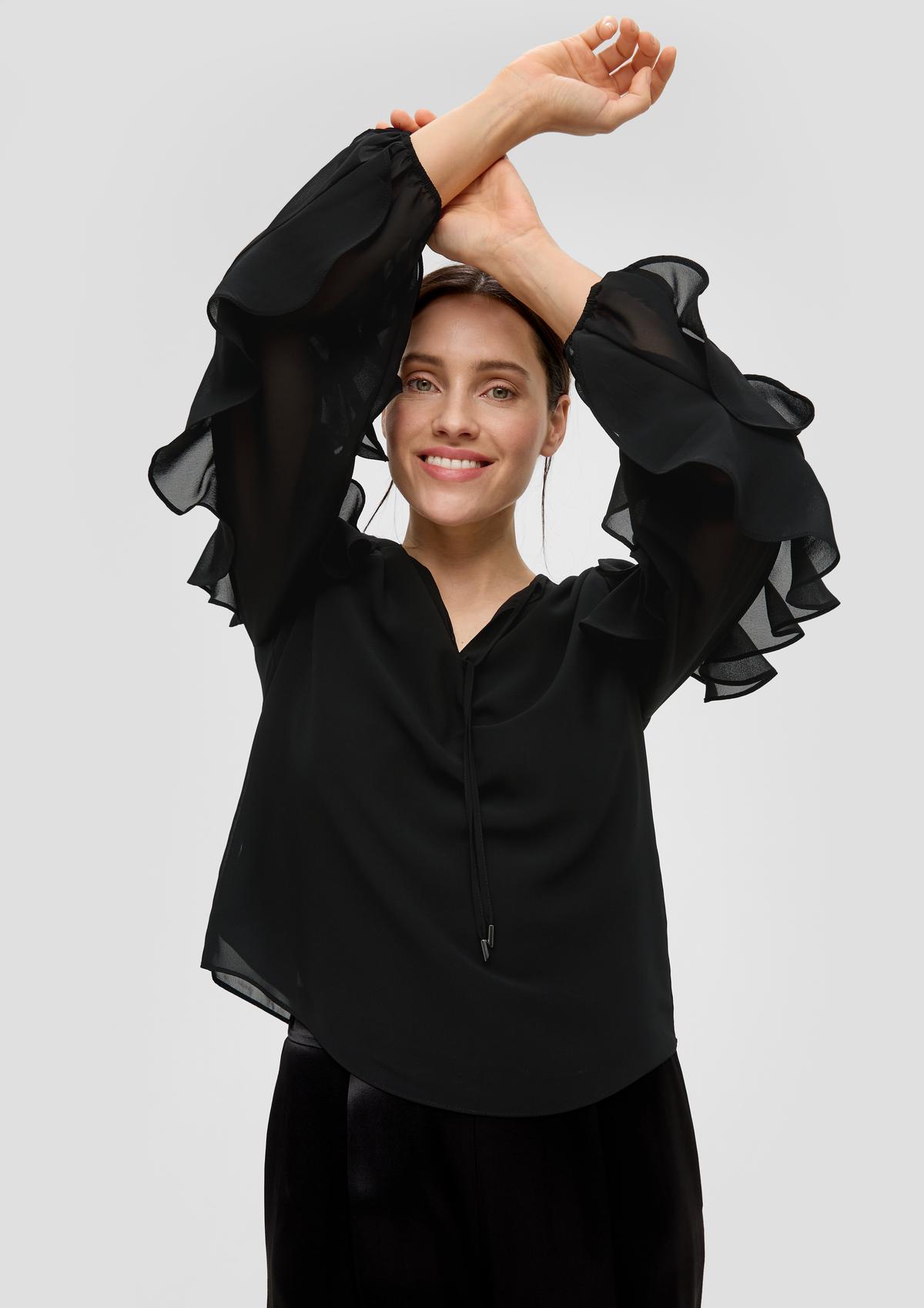 s.Oliver Chiffon blouse with frilled sleeves