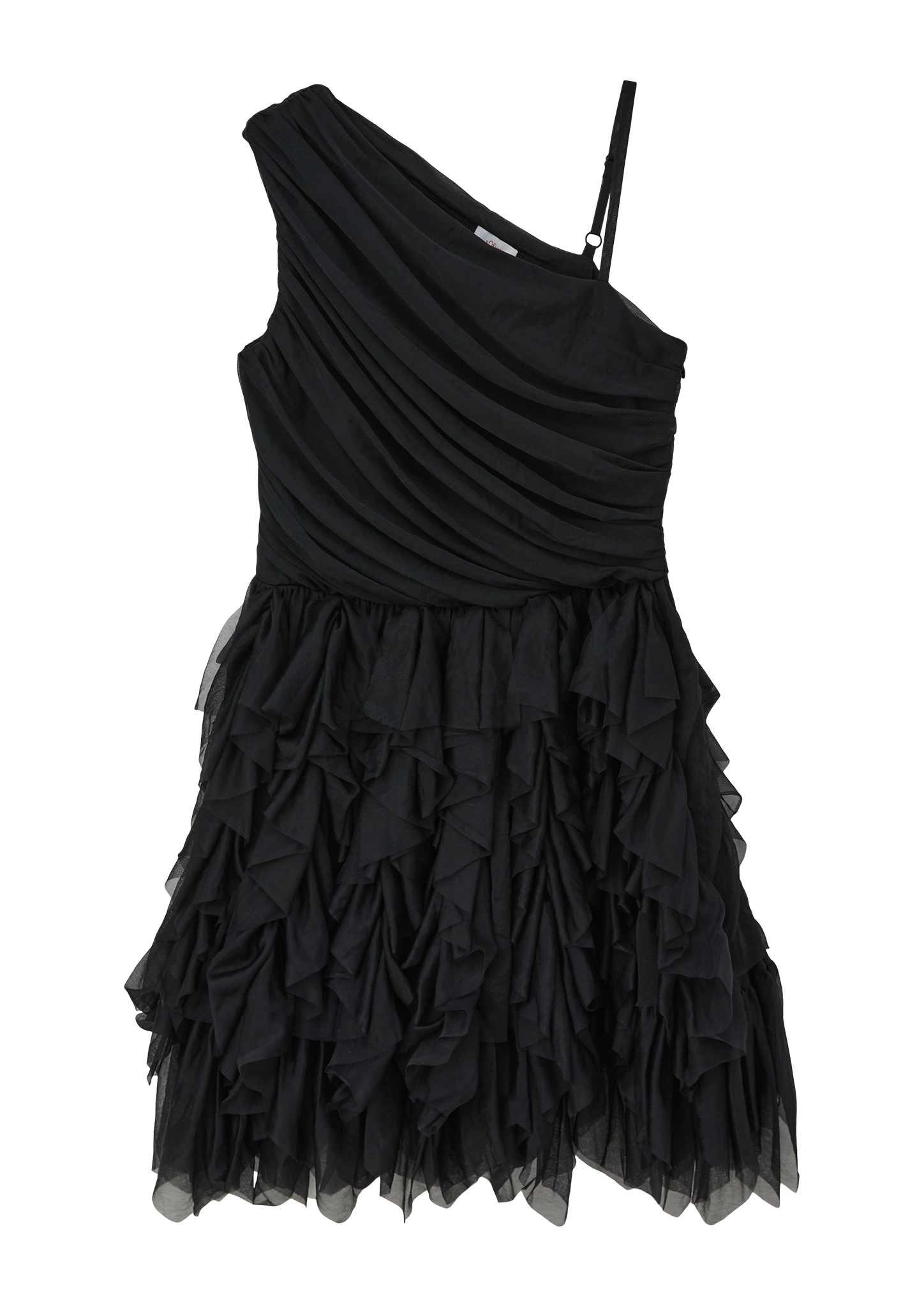 s.Oliver - One-Shoulder-Kleid mit Volantrock, Mädchen, schwarz