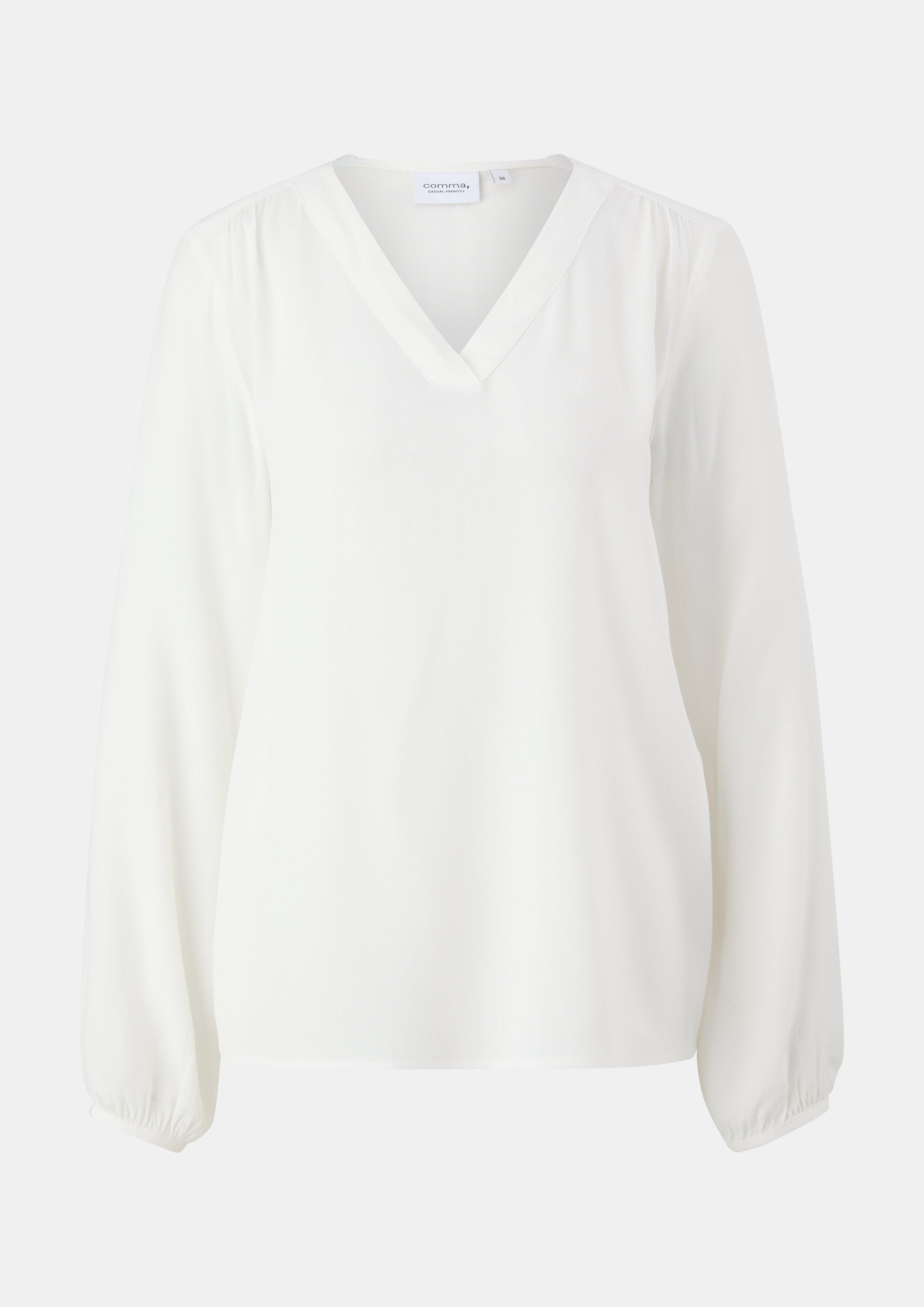 Viscose Crepe V-neck Long Sleeve Top