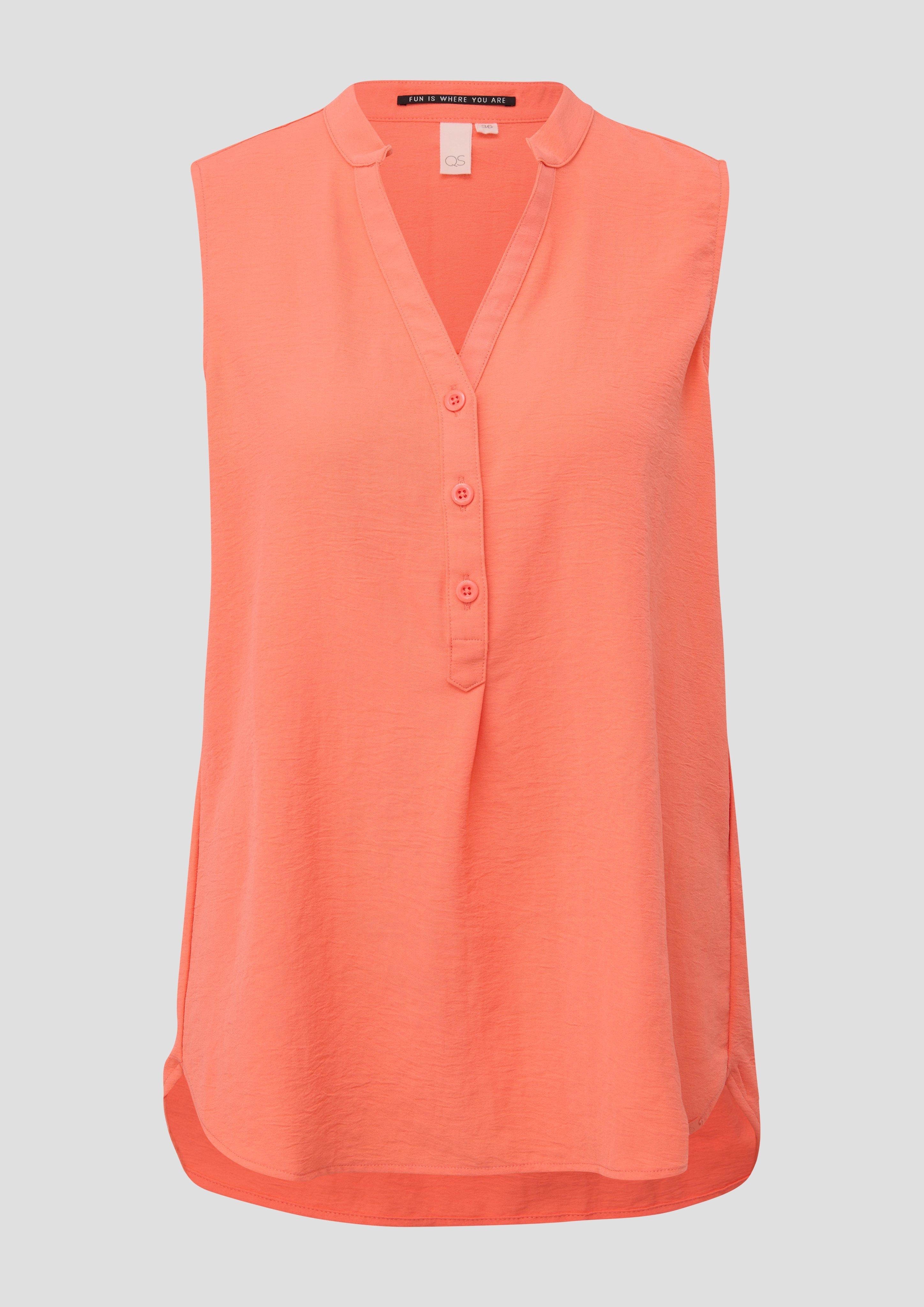 QS - Ärmellose Bluse aus Crêpe, Damen, Orange