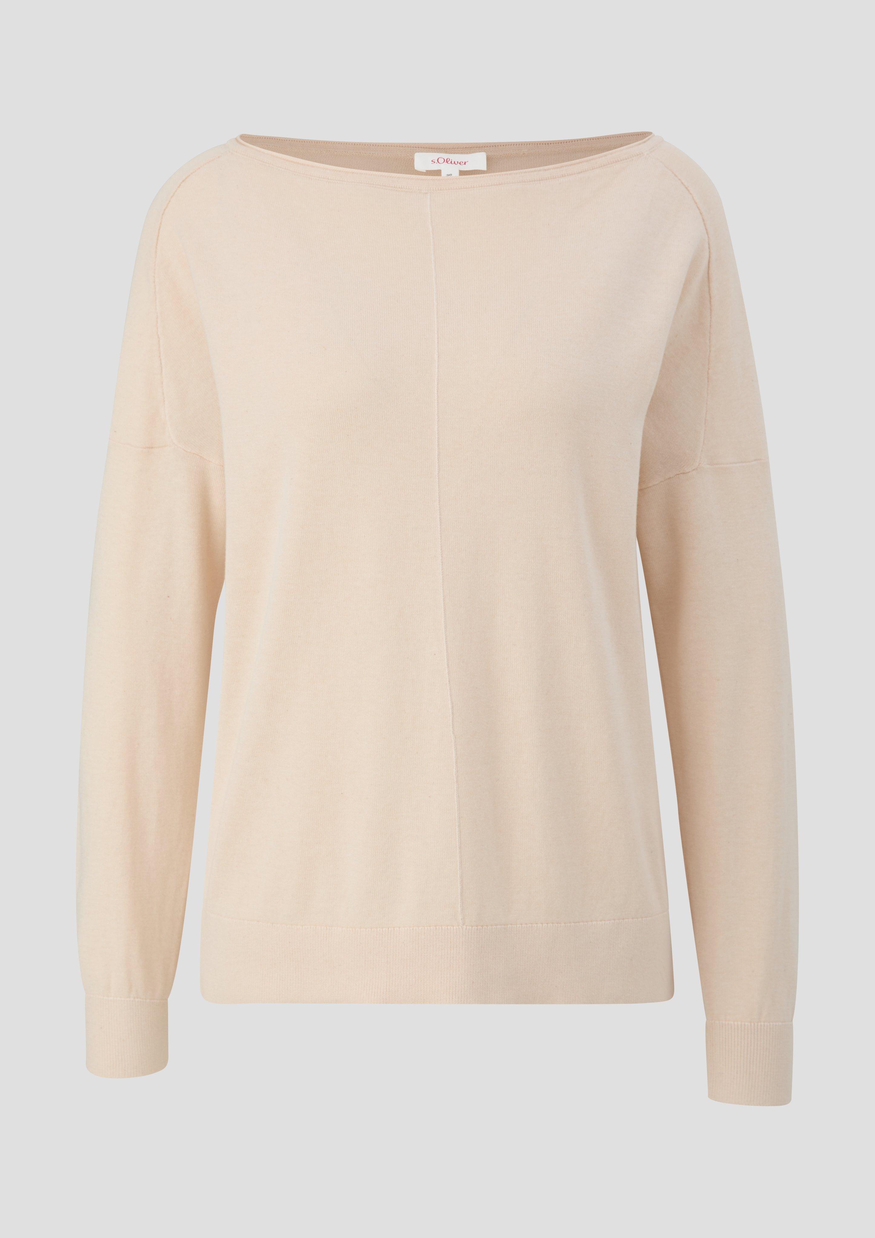 s.Oliver - Strickpullover mit Ziernaht, Damen, Beige