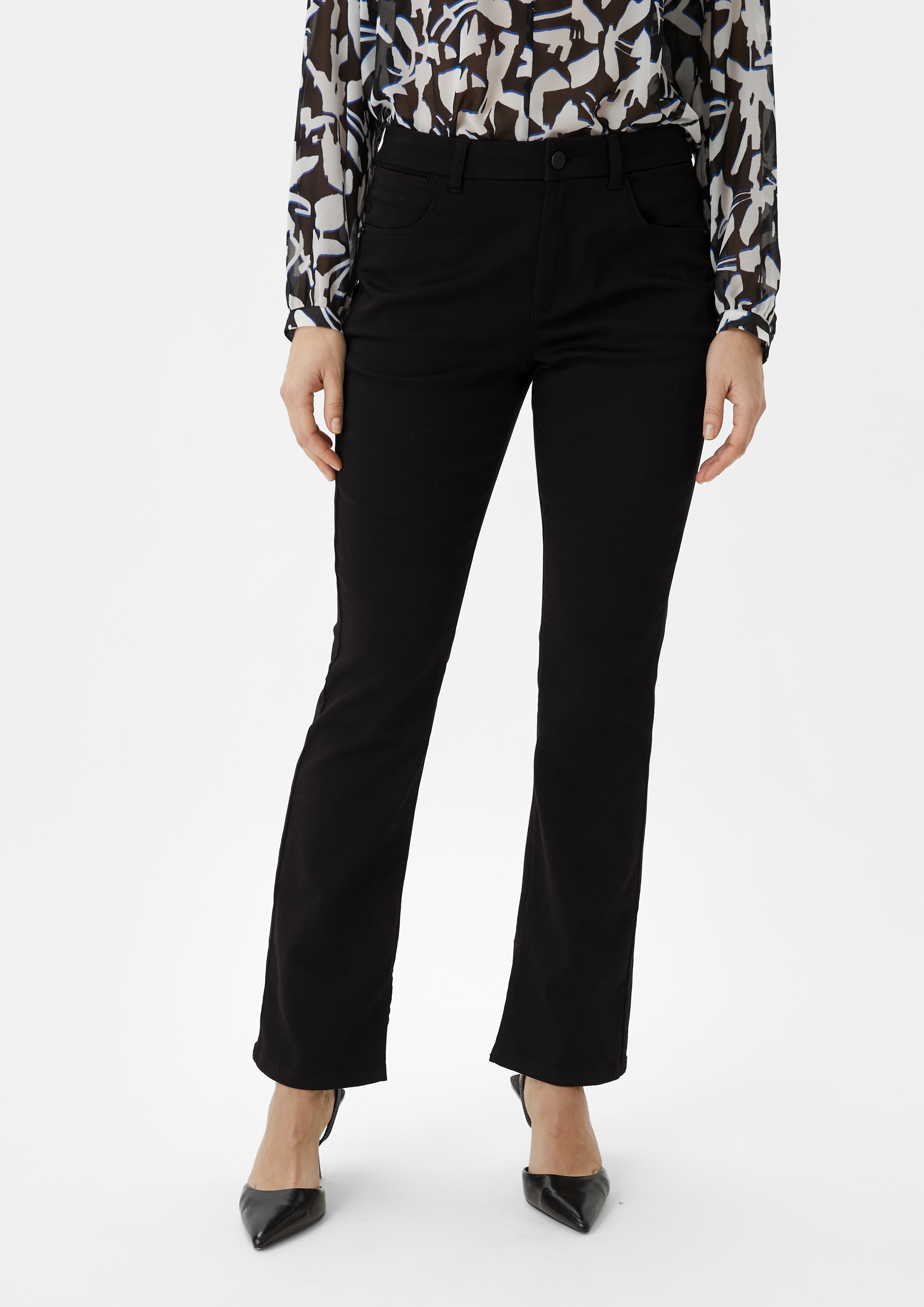 Regular Hose mit Flared leg schwarz Comma