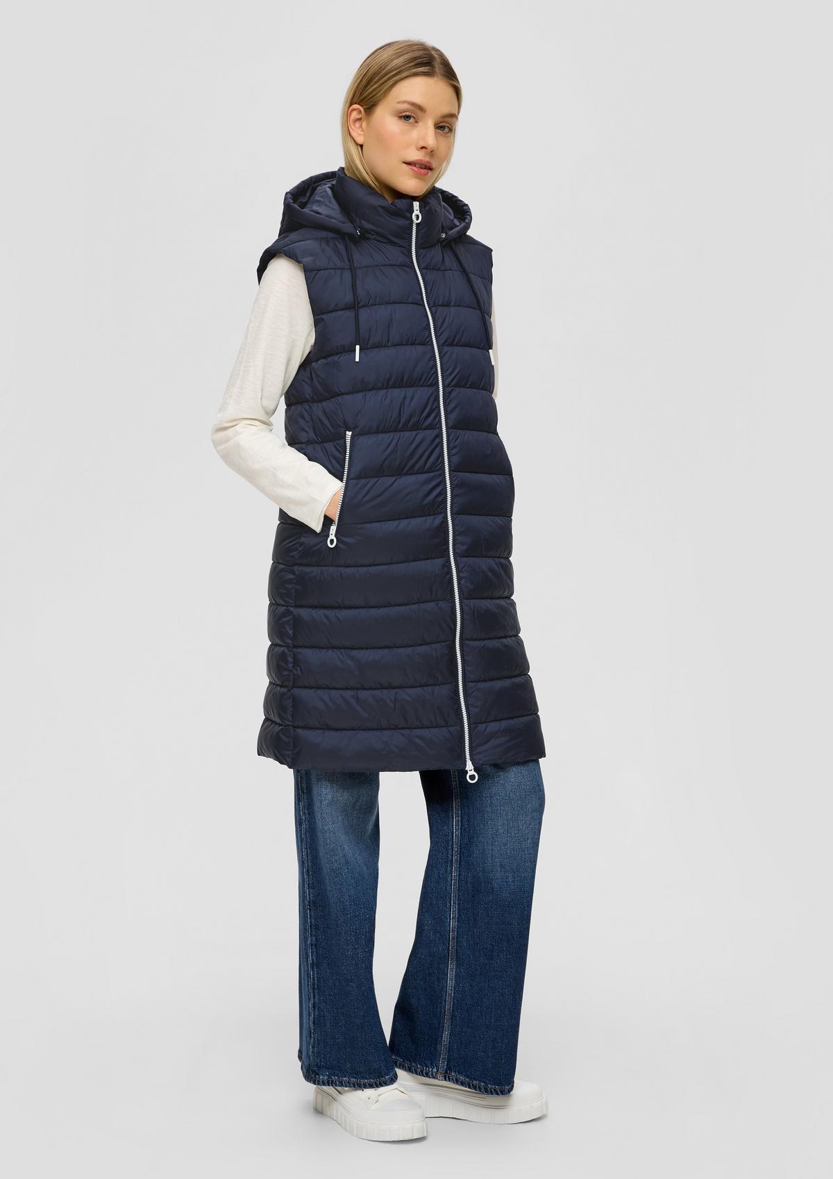 s.Oliver Long quilted body warmer with a detachable hood