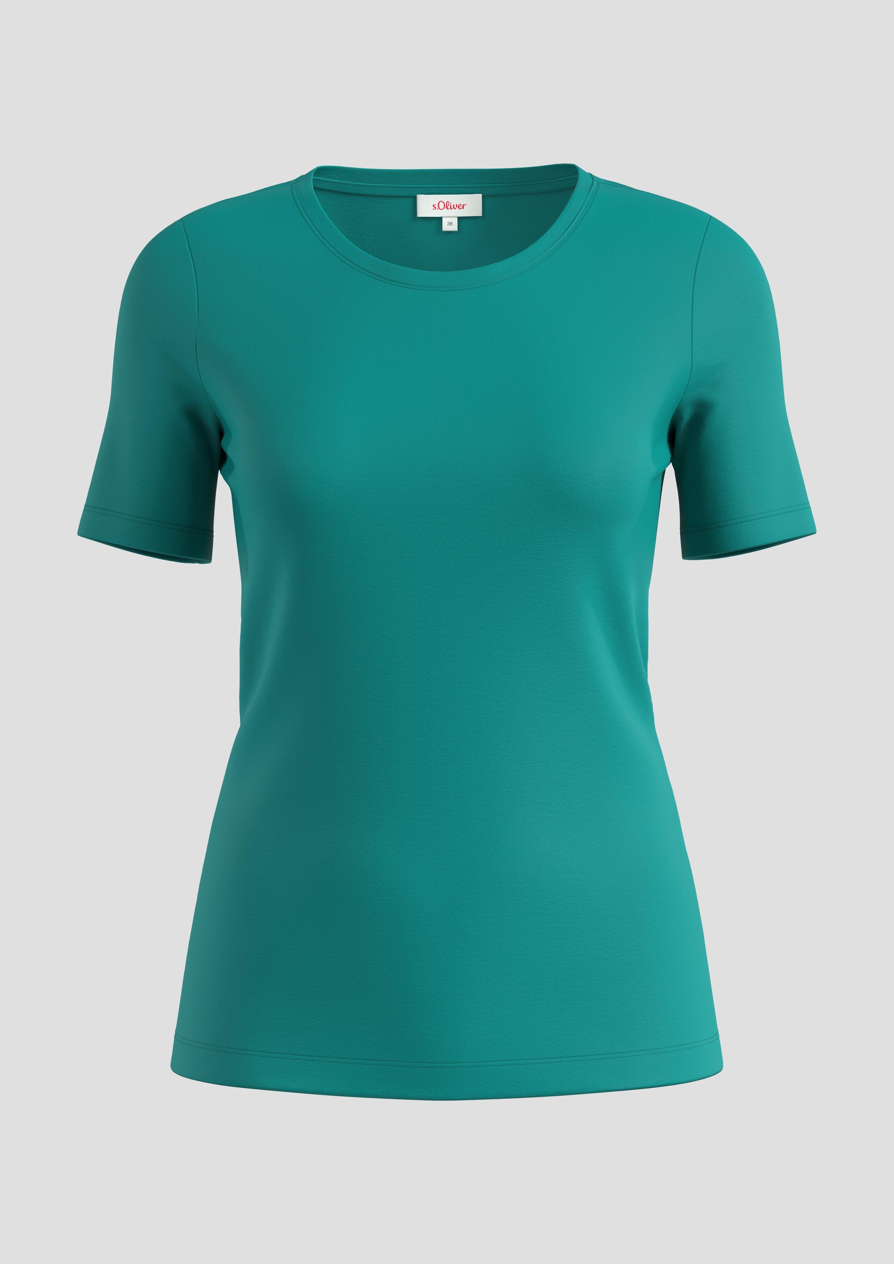 s.Oliver - Basic Shirt im Slim Fit, Damen, Blau