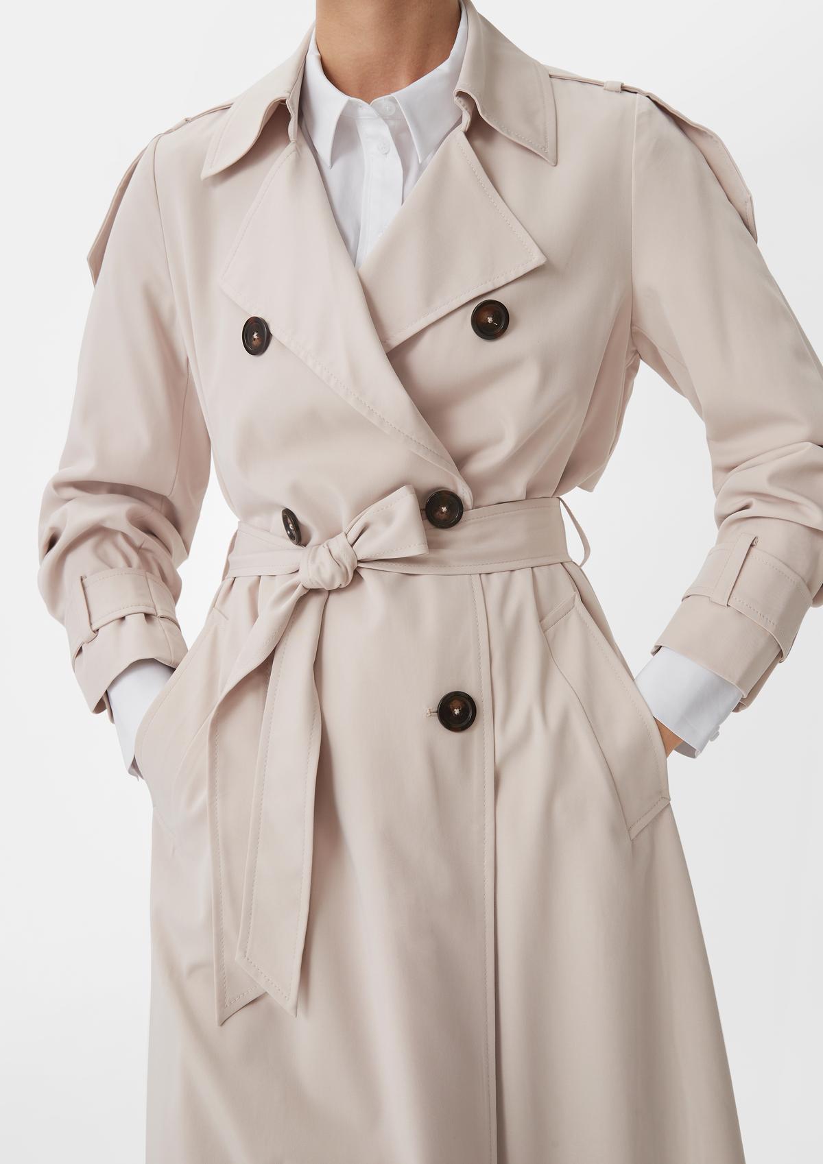 comma Trench coat with a tie-around belt