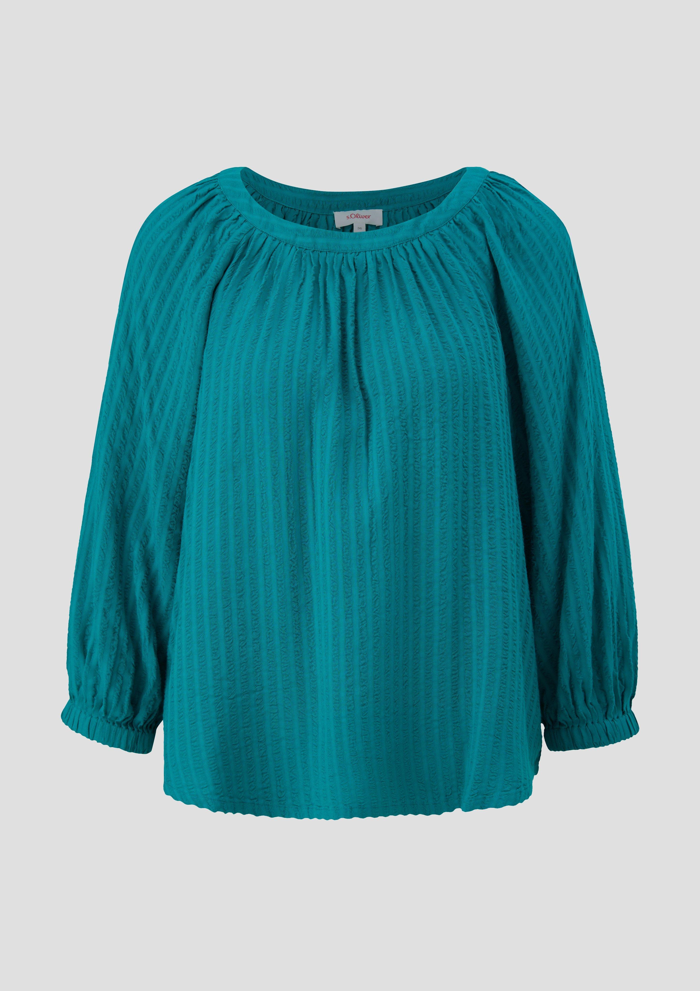 s.Oliver - Fließende Bluse mit Streifenmuster, Damen, Blau