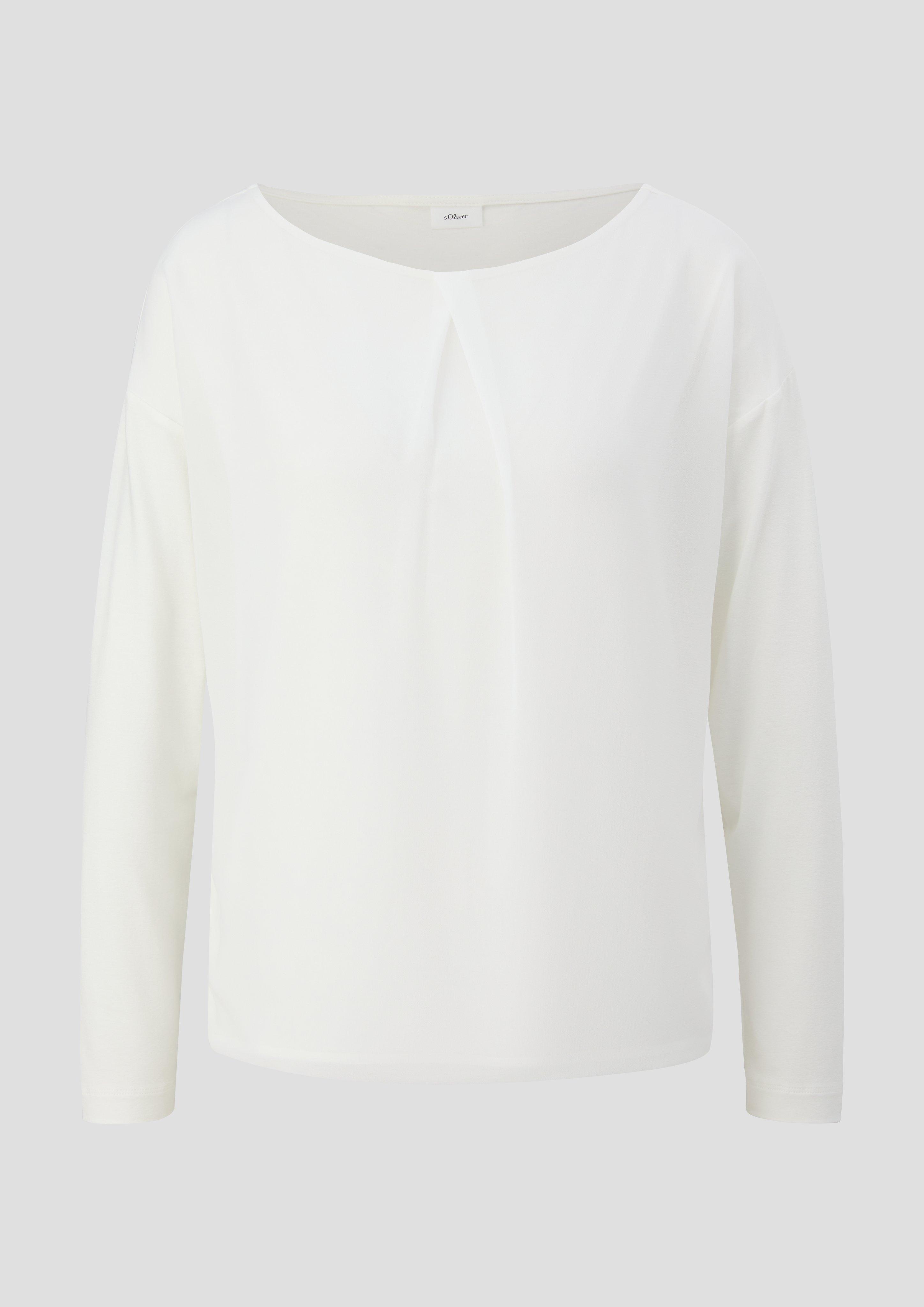 s.Oliver - Chiffon-Shirt mit Plisseefalte, Damen, creme