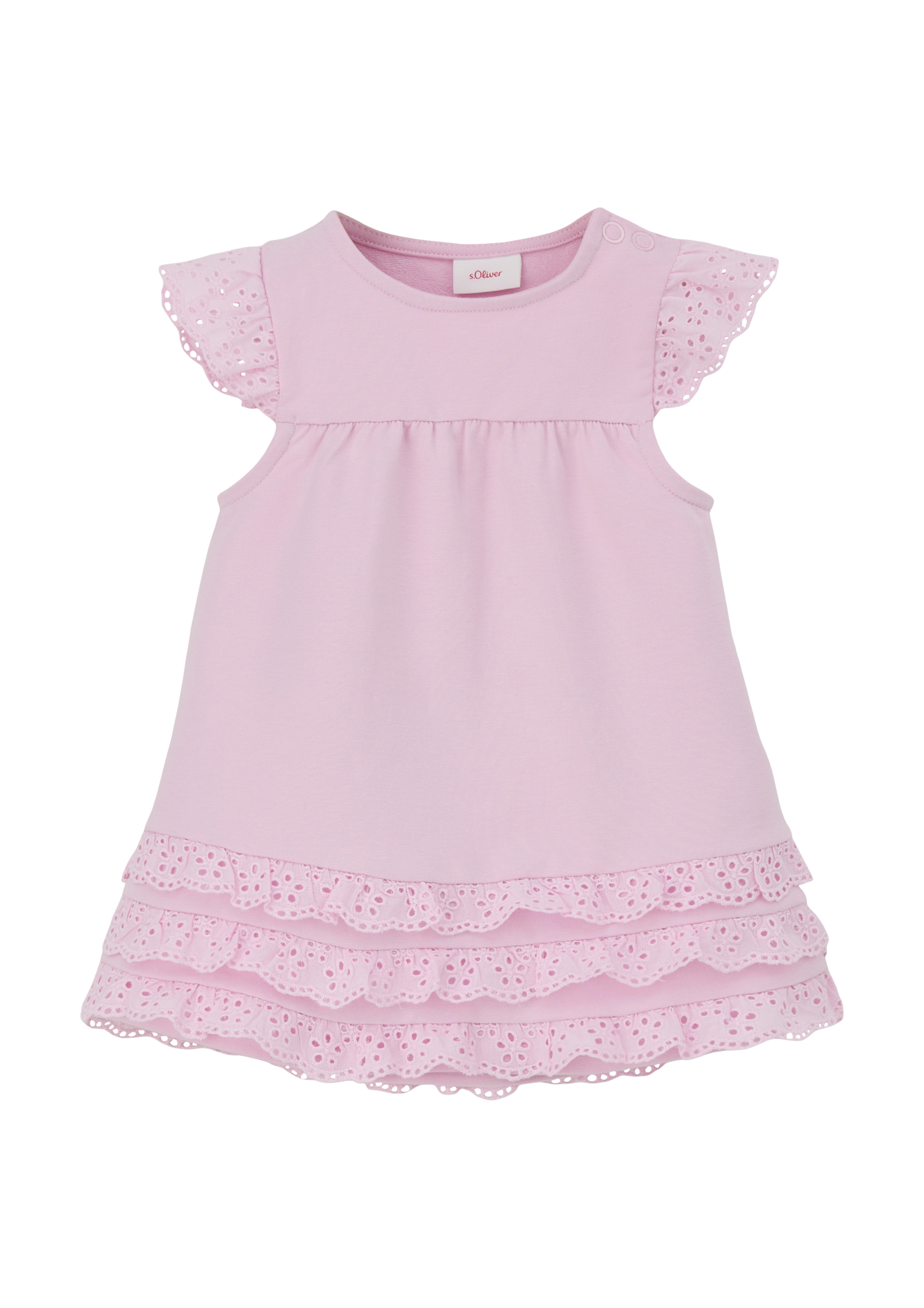 s.Oliver - Sweatkleid mit Rüschen aus Lochspitze, Babys, Rosa