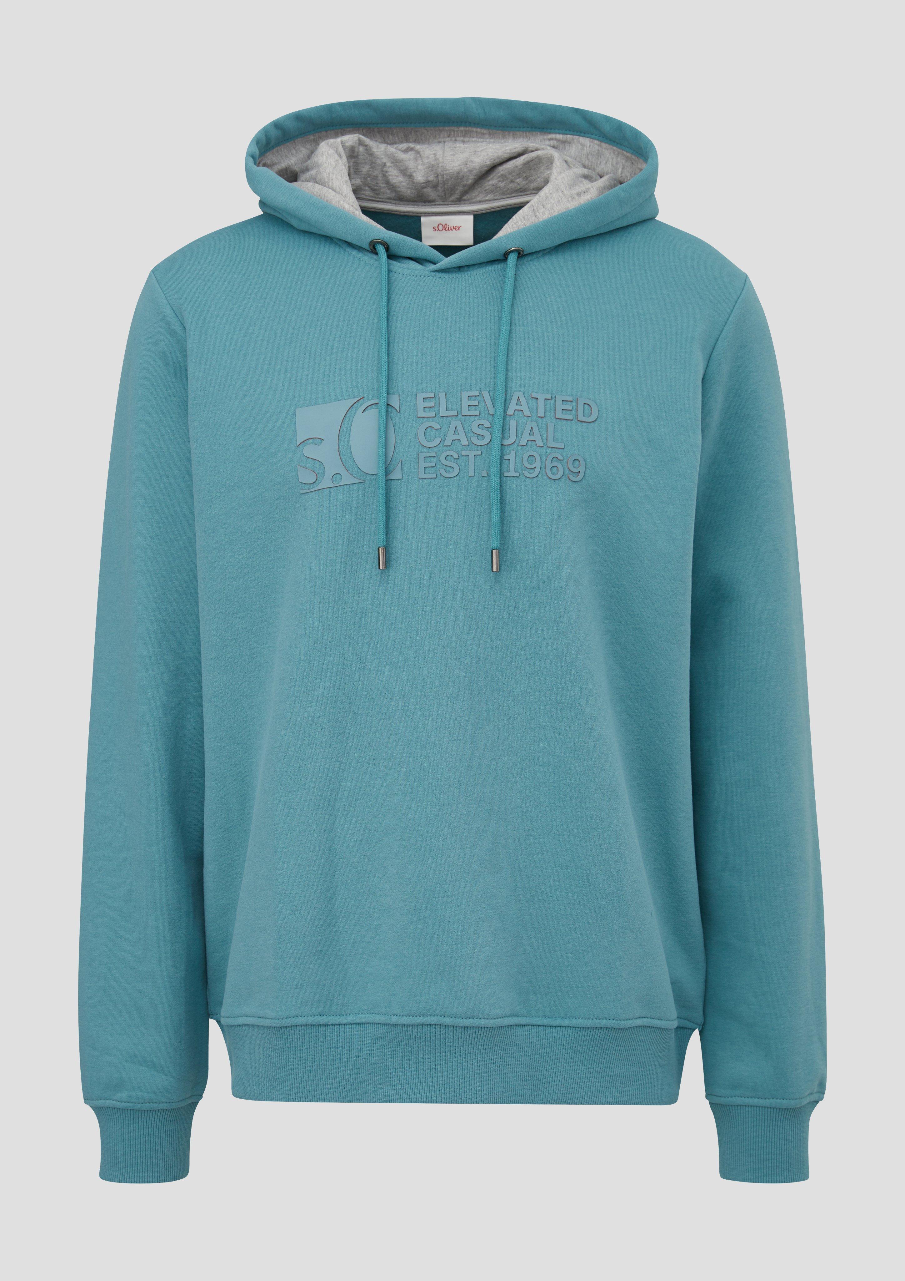 s.Oliver - Hoodie mit Logo-Print, Herren, türkis