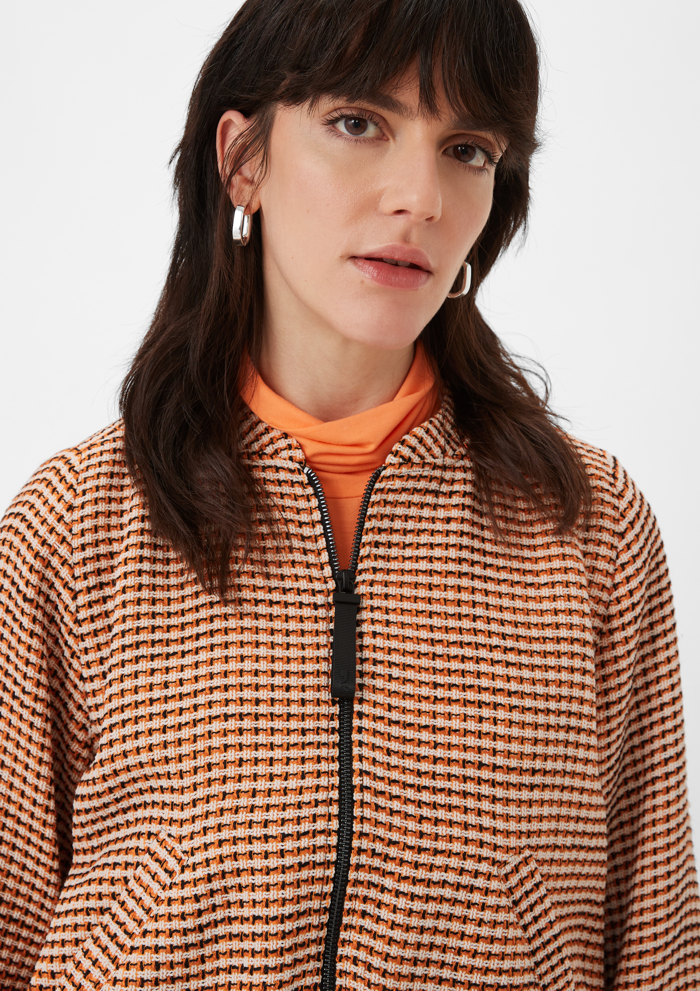 Bouclé bomber jacket - Orange | SCAYLE