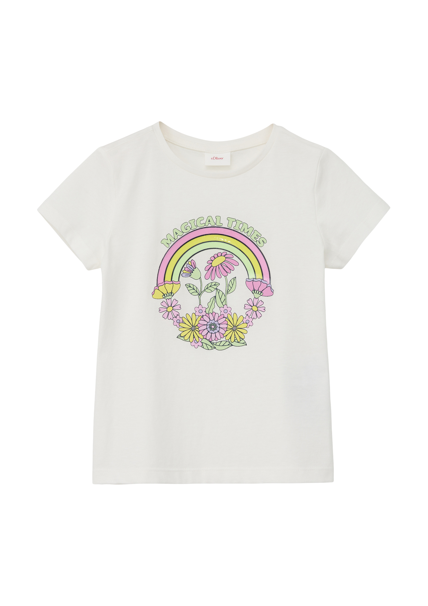 s.Oliver - T-Shirt mit Frontprint, Kinder, creme|weiß