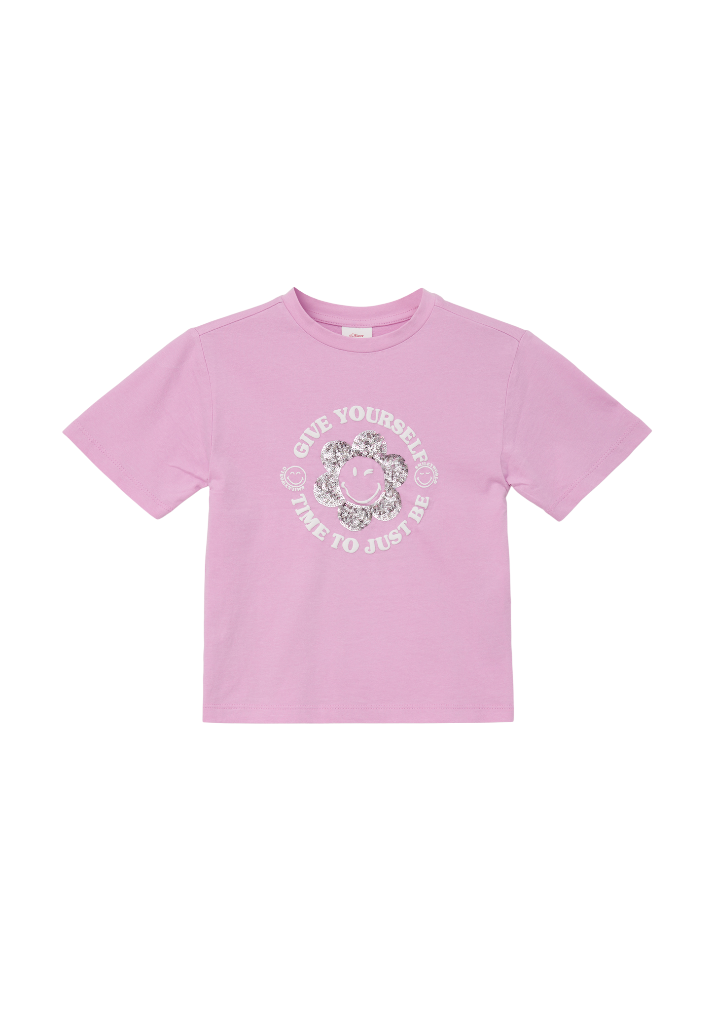 s.Oliver - Weiches T-Shirt mit Smiley®-Frontprint, Kinder, Rosa