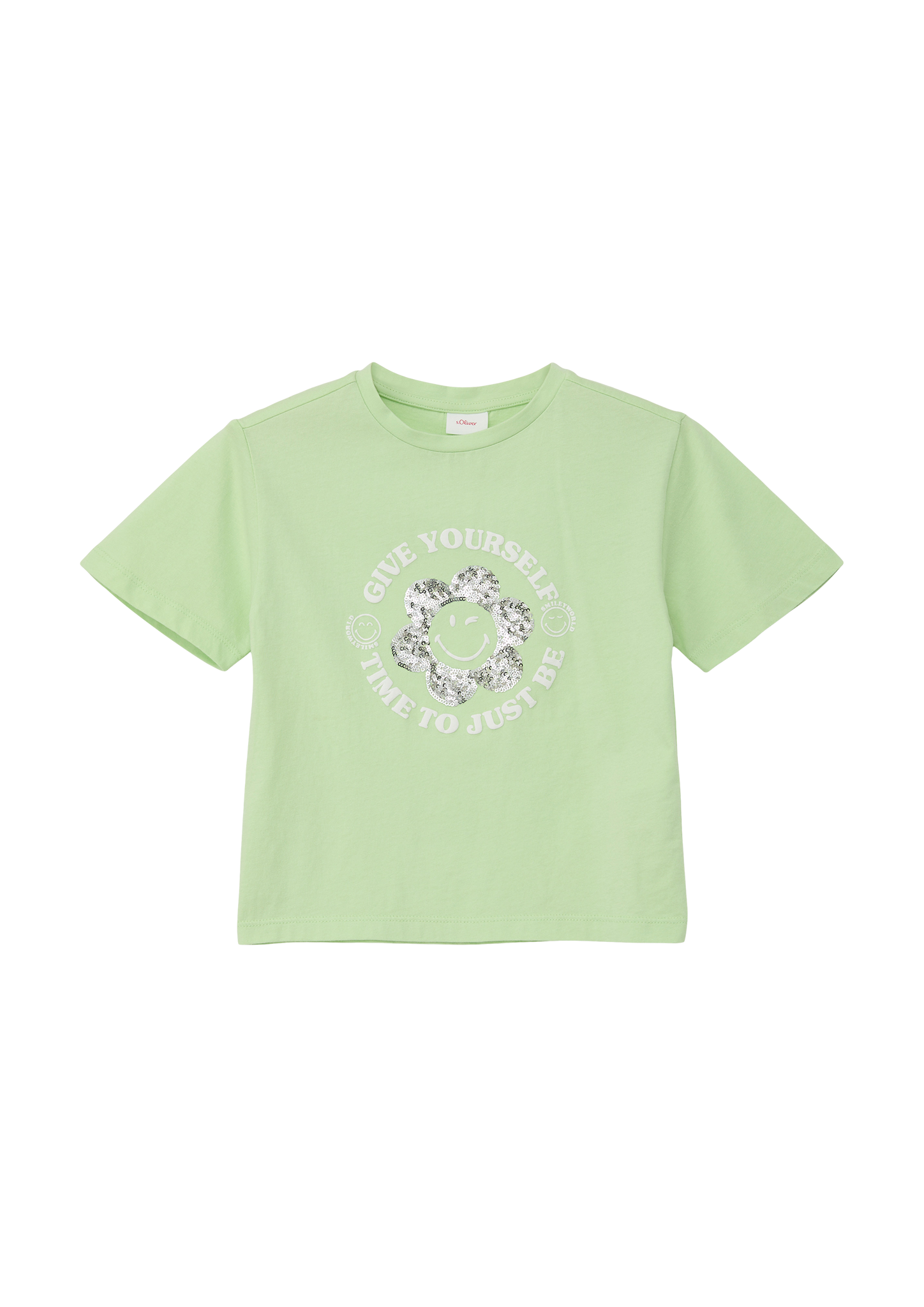 s.Oliver - Weiches T-Shirt mit Smiley®-Frontprint, Kinder, grün