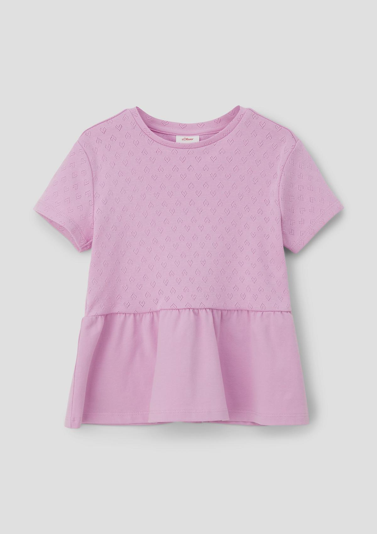 Chiffon Short Sleeve Off Shoulder Round Neck Openwork Blouses