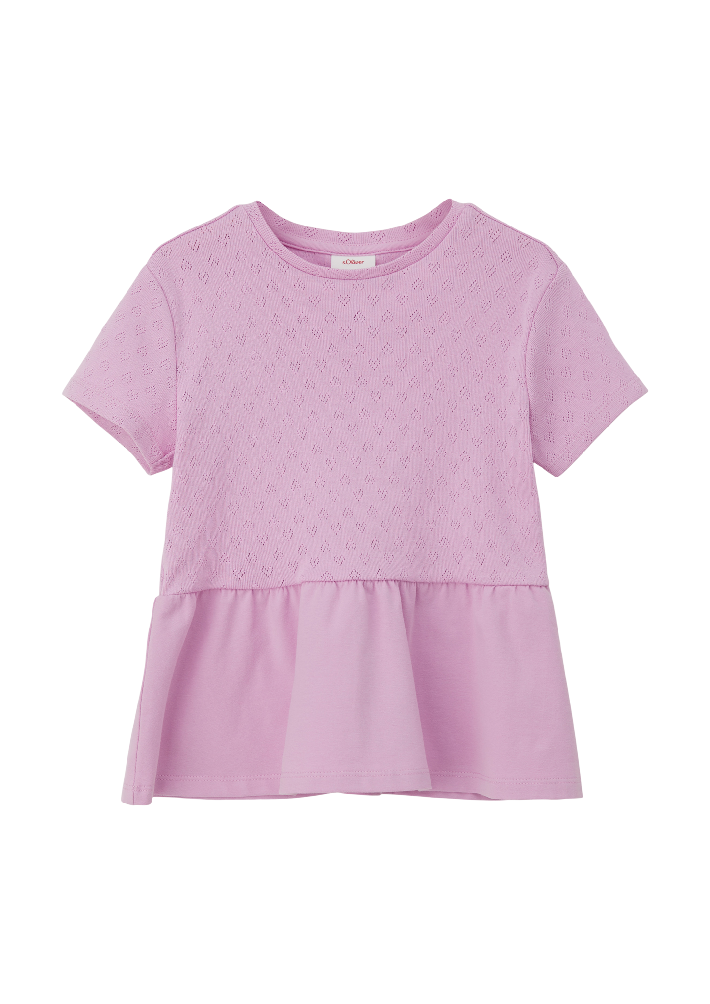 s.Oliver - T-Shirt mit Ajourmuster, Kinder, Rosa