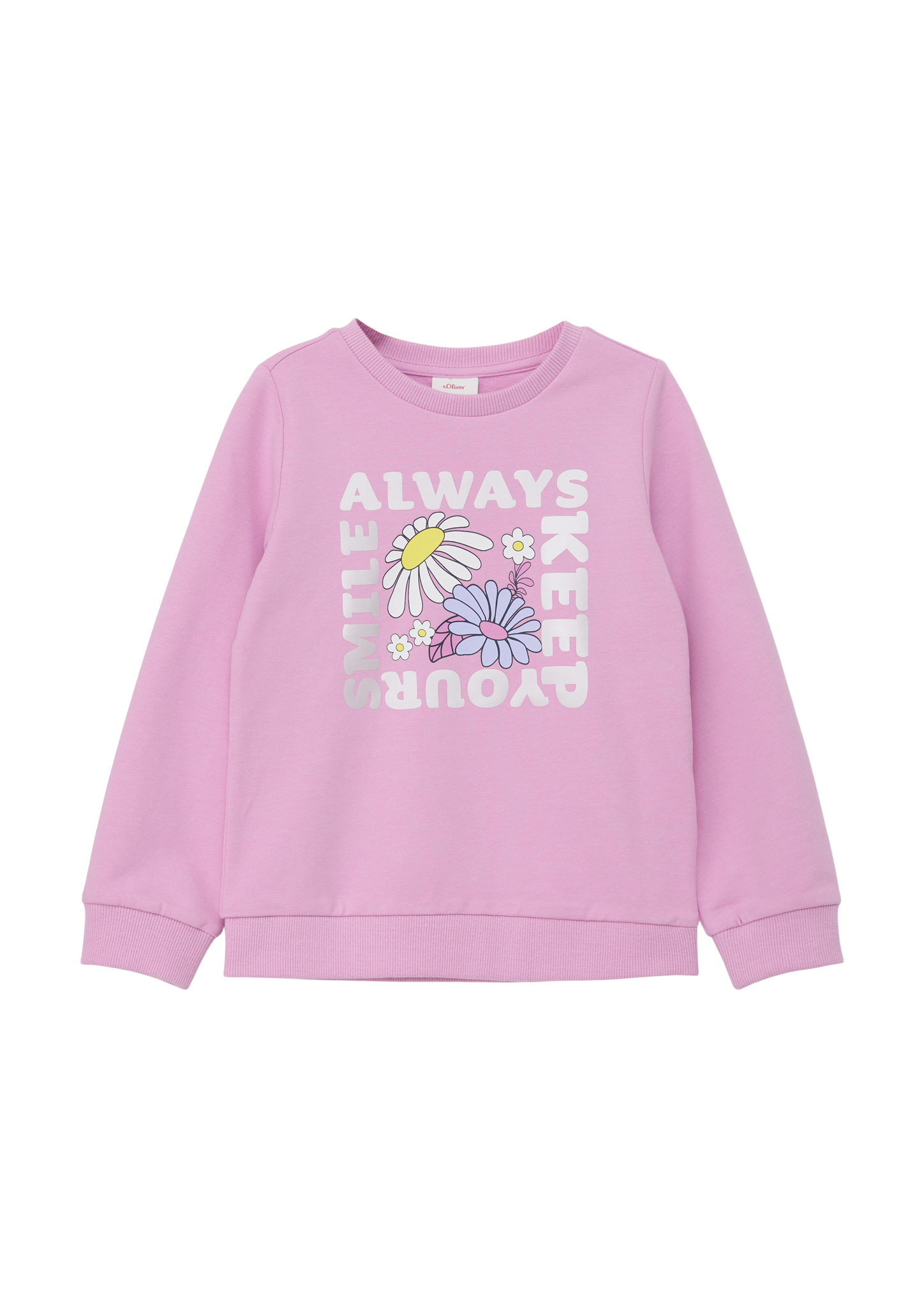 s.Oliver - Sweatshirt mit reflektierendem Schriftprint, Kinder, Rosa