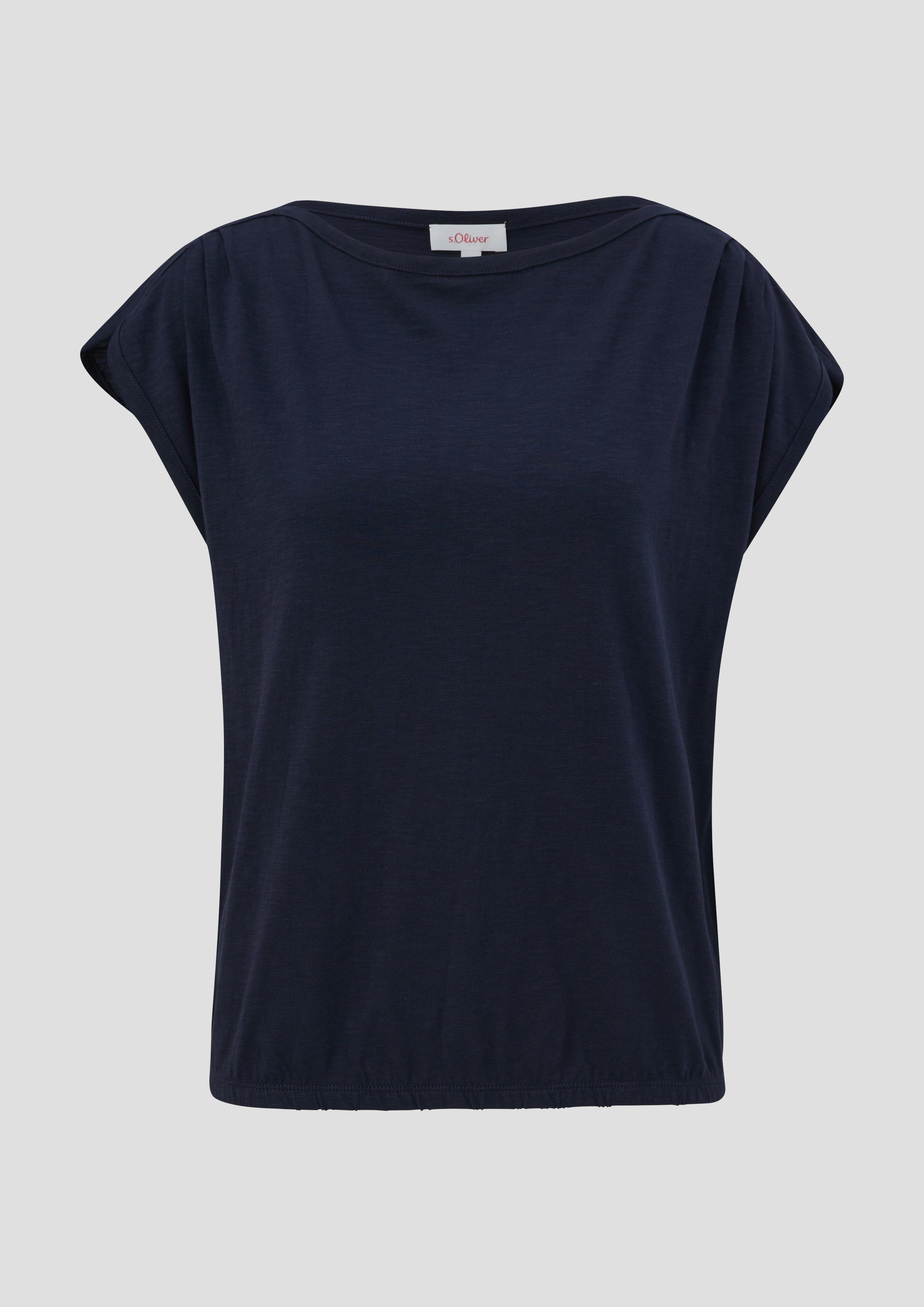 s.Oliver - T-Shirt mit gerafften Ärmeln, Damen, blau