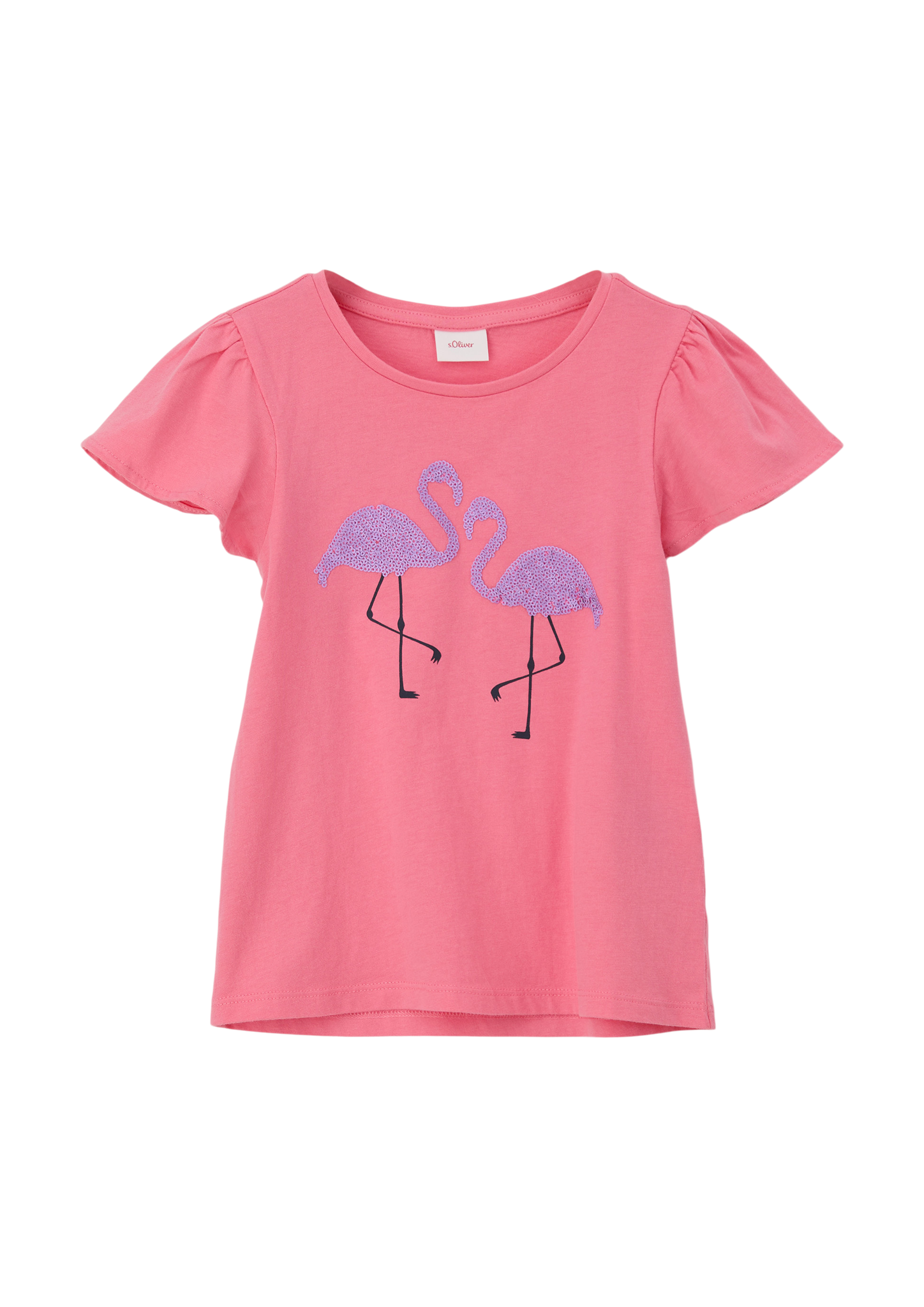 s.Oliver - Ausgestelltes T-Shirt mit Frontprint und Pailletten, Kinder, Rosa