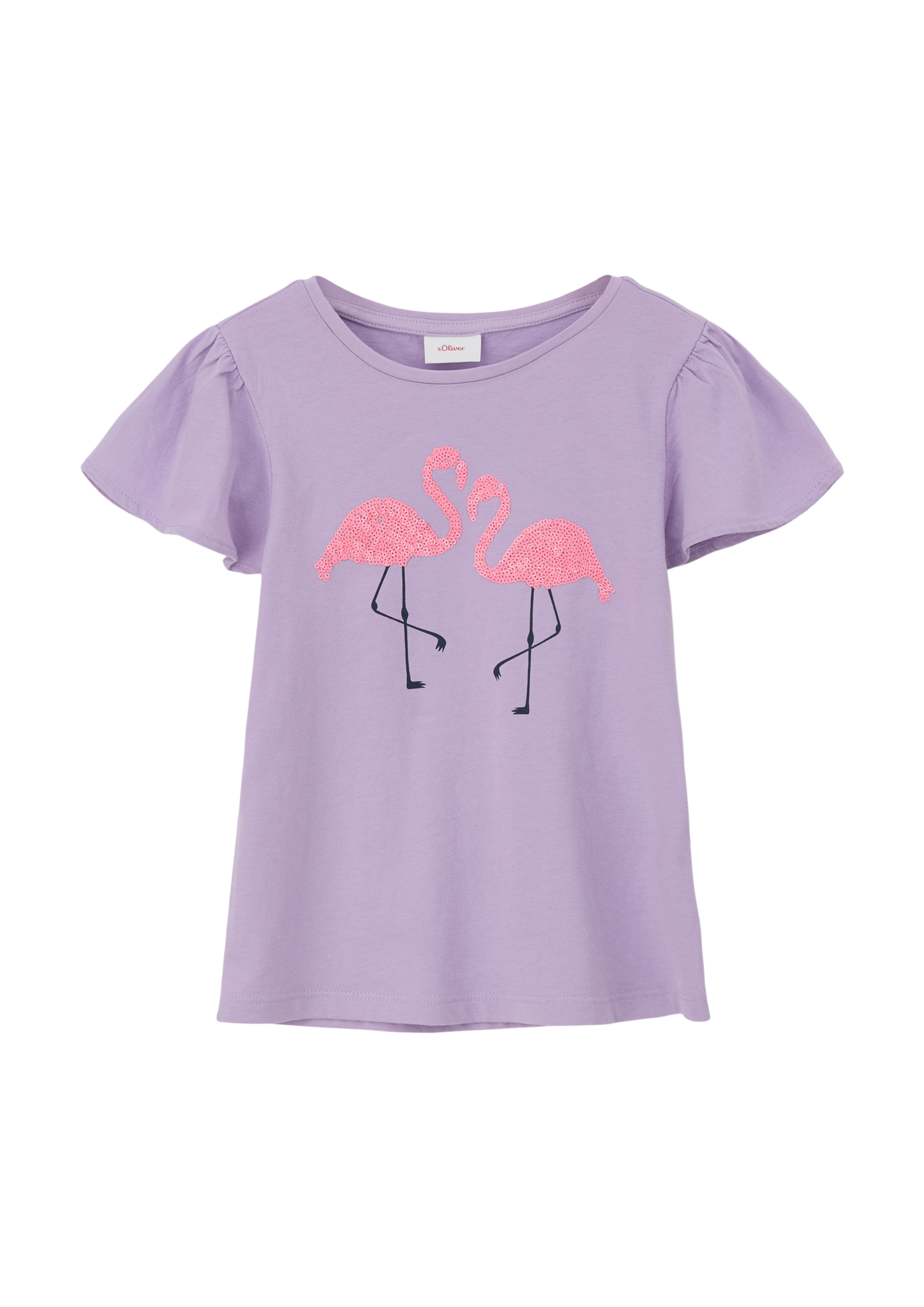 s.Oliver - Ausgestelltes T-Shirt mit Frontprint und Pailletten, Kinder, lila