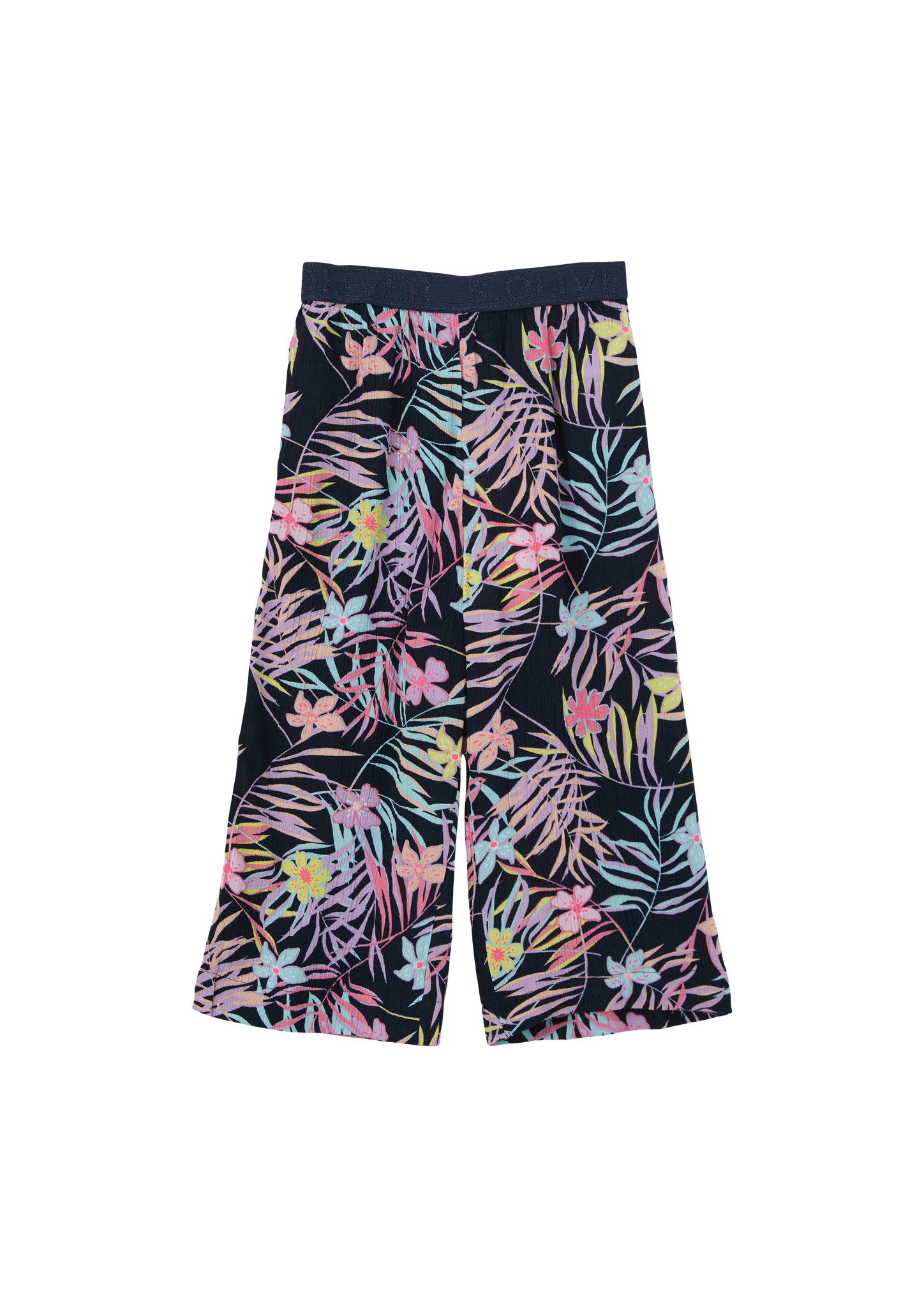 Thumbnail - s.Oliver - Wide-Leg-Hose mit All-over-Print, Kinder, blau|mehrfarbig