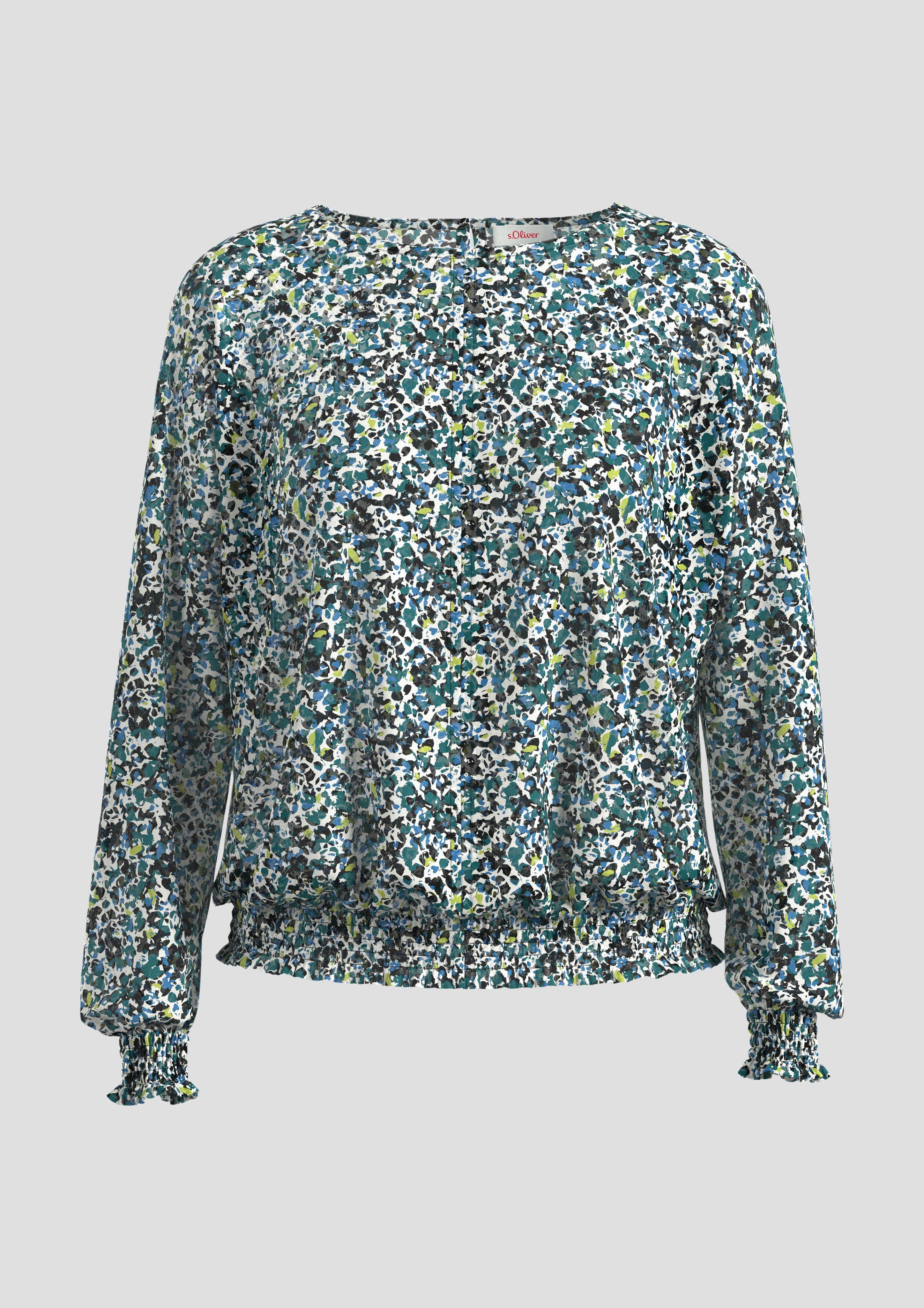 Thumbnail - s.Oliver - Langarmbluse mit All-over-Print, Damen, mehrfarbig|schwarz