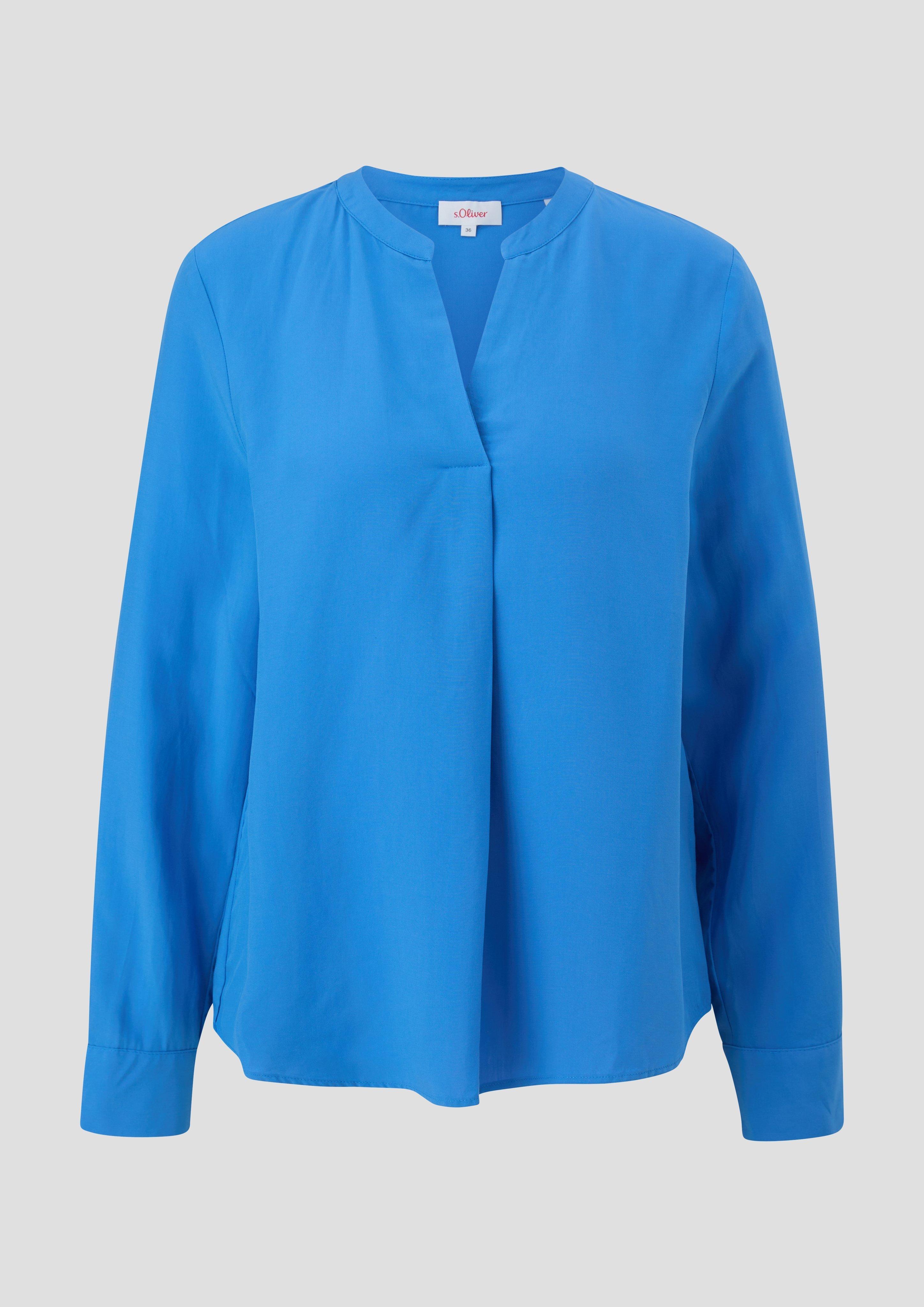 s.Oliver - Viskosebluse mit Tunika-Ausschnitt, Damen, blau