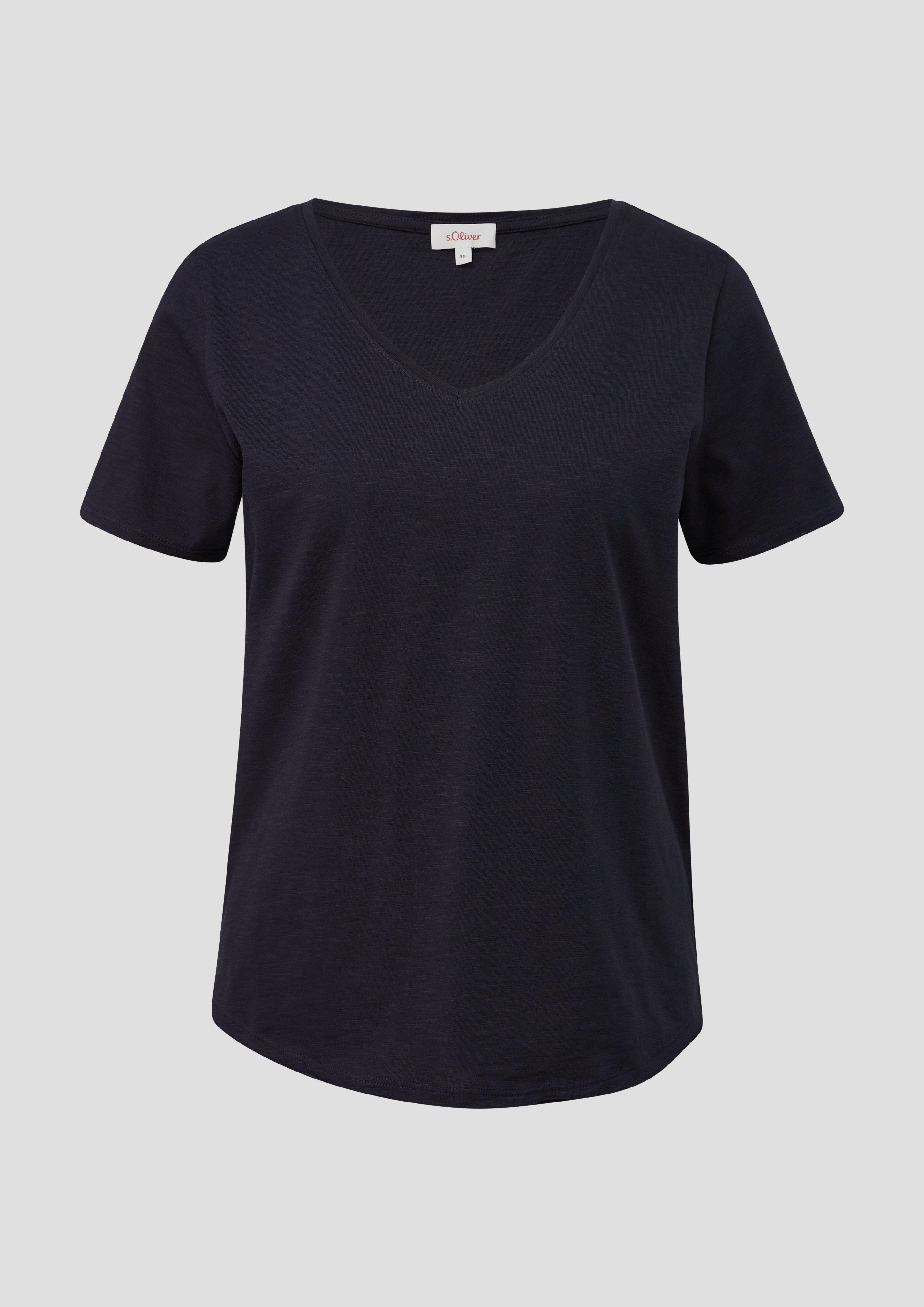 Thumbnail - s.Oliver - T-Shirt mit V-Ausschnitt, Damen, blau