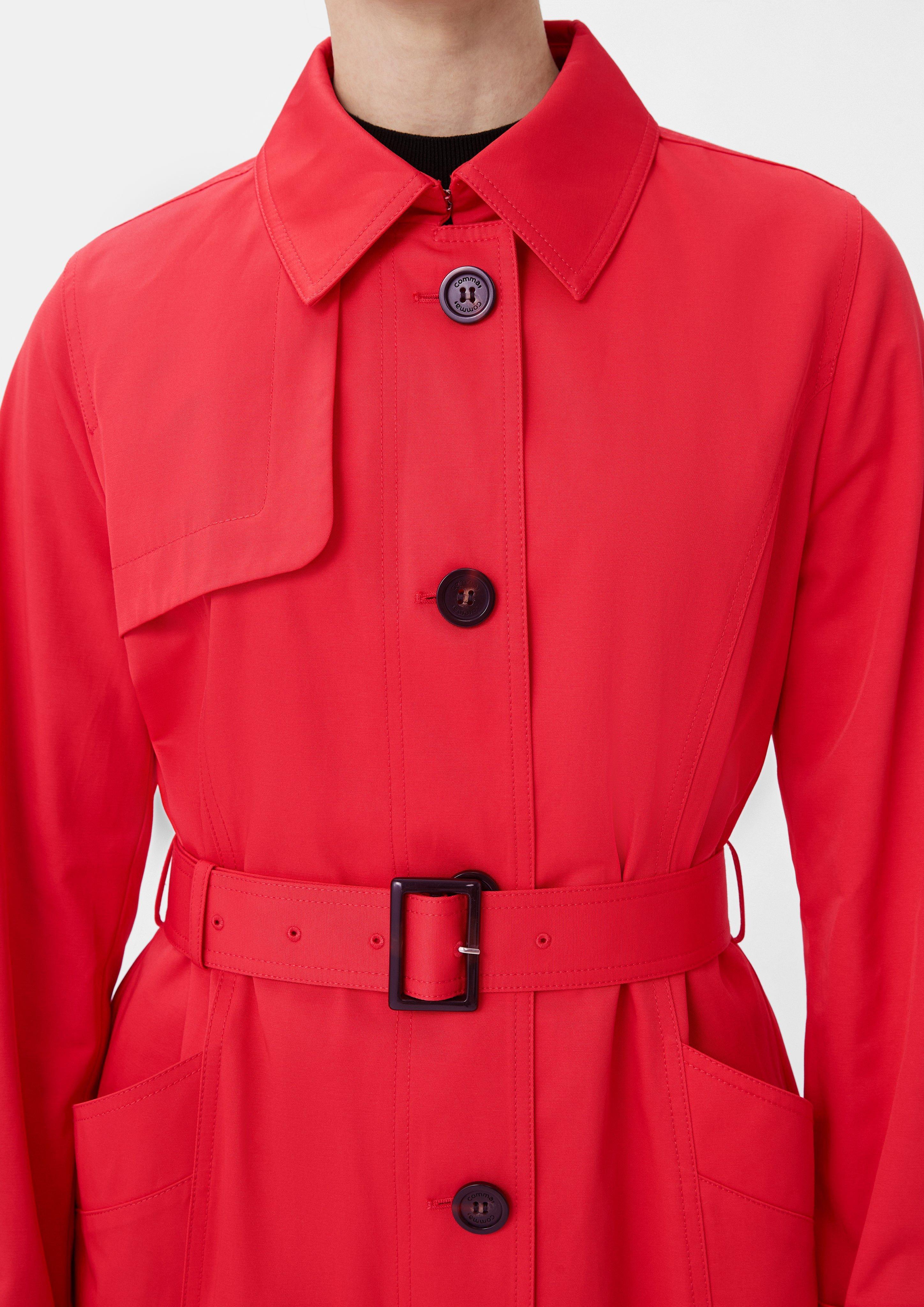 Fitted trench coat with a tie-around belt - grenadine | Comma Fitted trench coat with a tie-around belt - grenadine | Comma